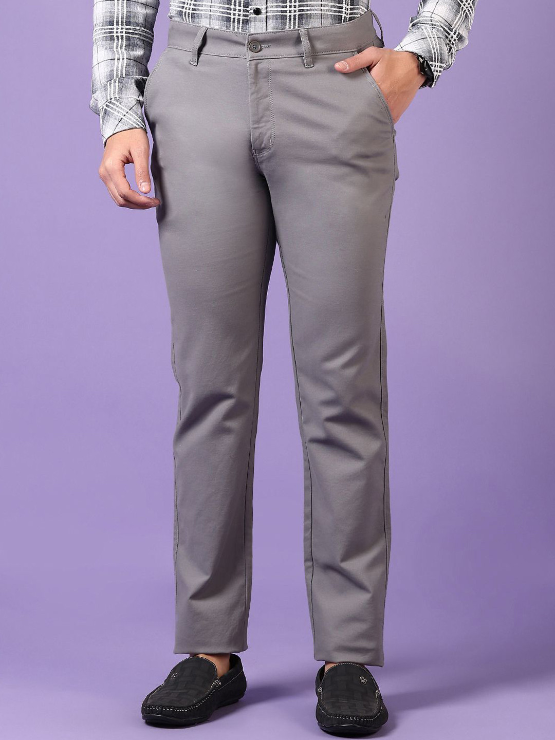

V-Mart Men Mid-Rise Regular Fit Chinos Trousers, Grey