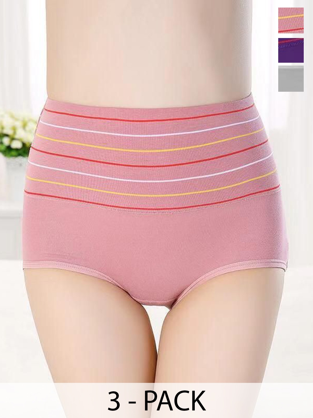 

SHREE GANESH FASHION Women Pack of 3 High-Rise Hipster Brirfs, Pink