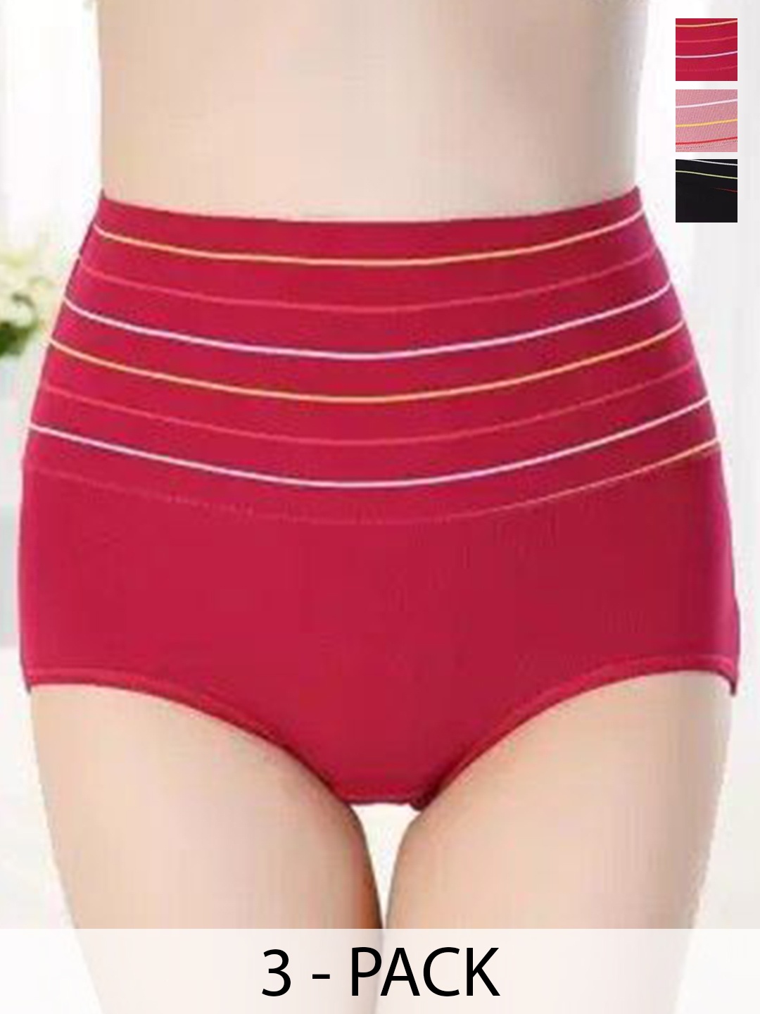 

SHREE GANESH FASHION Women Pack Of 3 High-Rise Hipster Briefs, Black