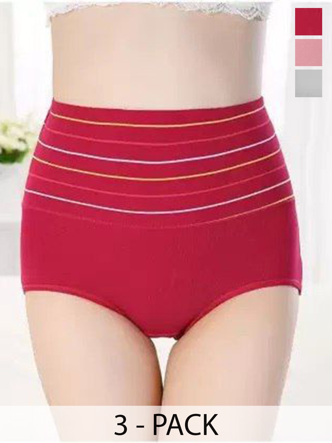 

SHREE GANESH FASHION Pack Of 3 High-Rise Hipster Briefs 2076 GR-LP-MR 003 M, Grey
