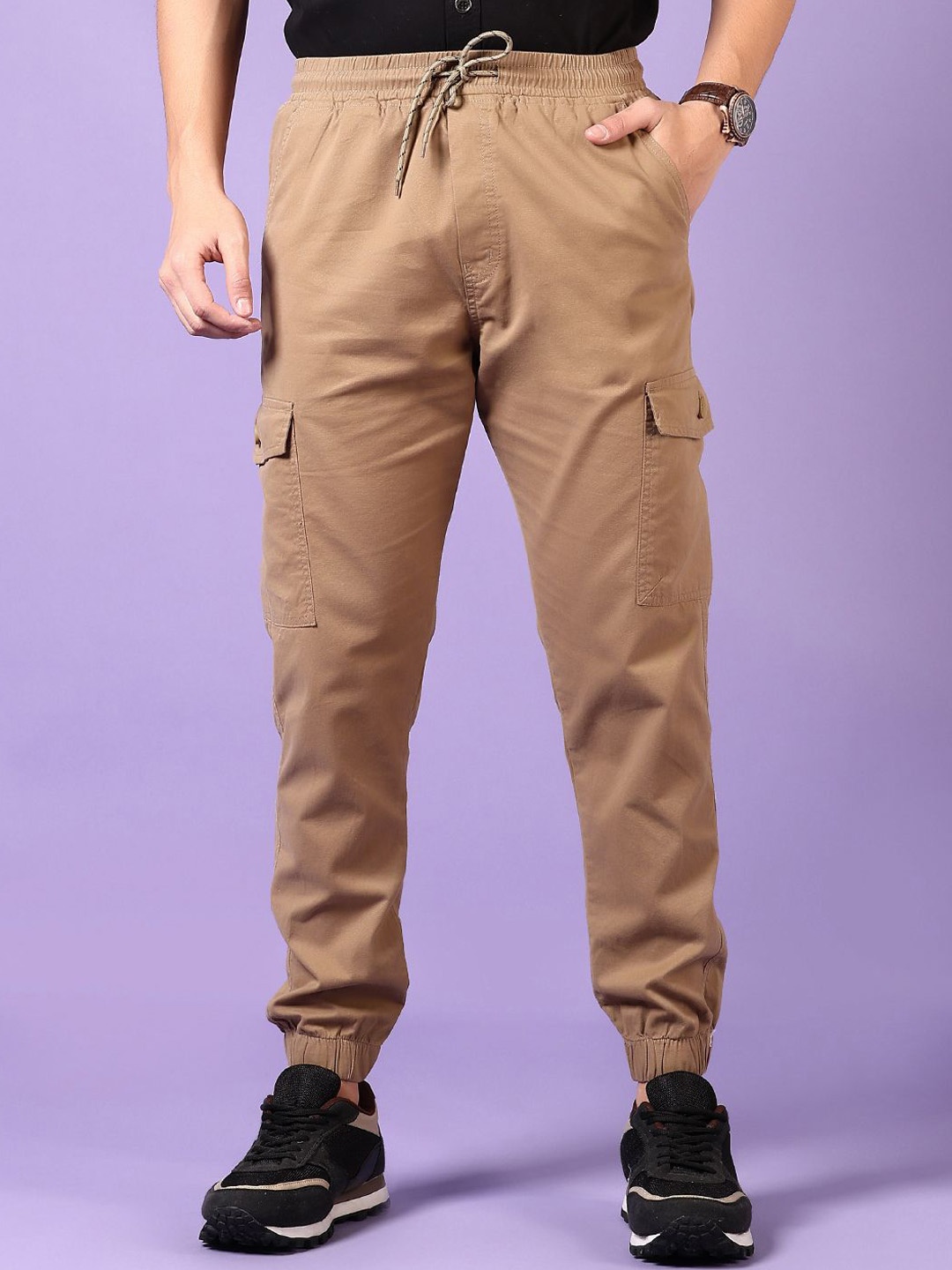 

V-Mart Men Joggers Trousers, Brown