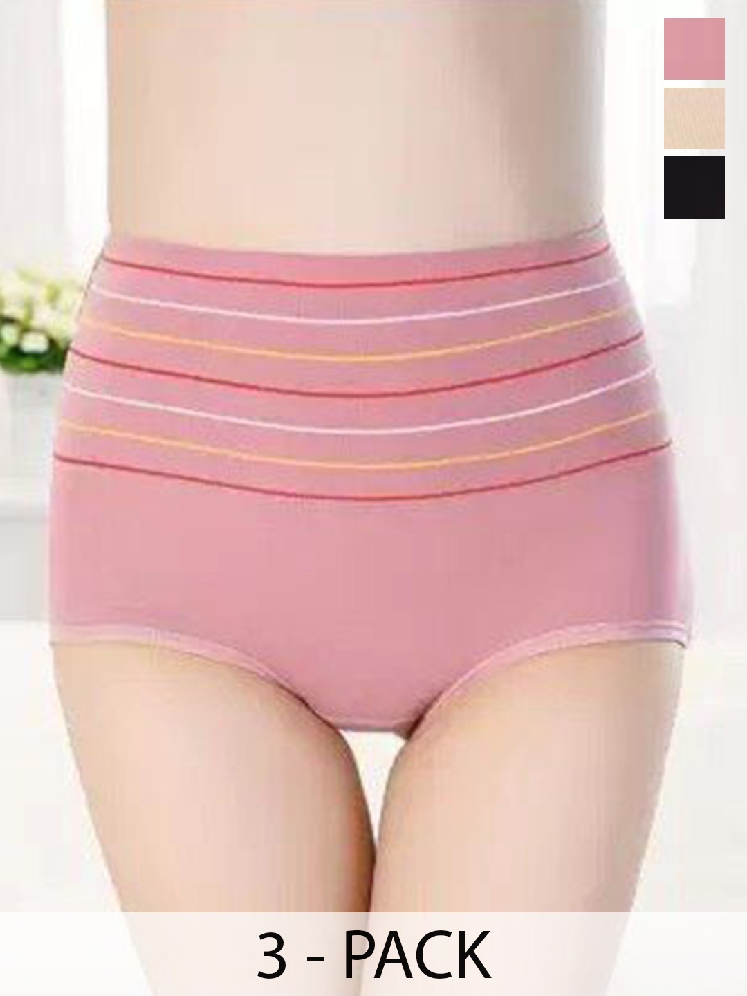 

SHREE GANESH FASHION Women Pack Of 3 High-Rise Hipster Briefs, Black