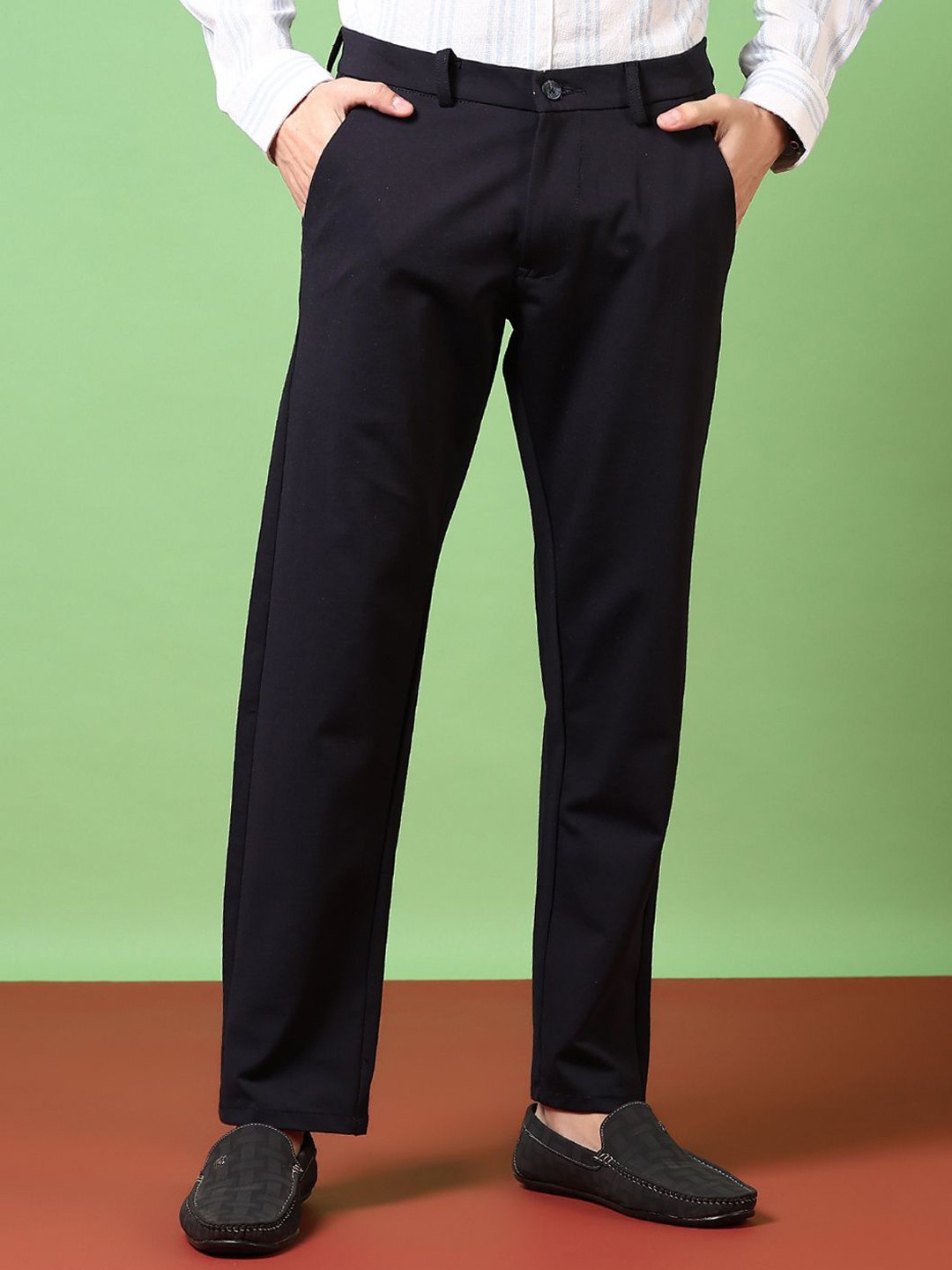 

V-Mart Men Cotton Regular Fit Chinos Trouser, Navy blue