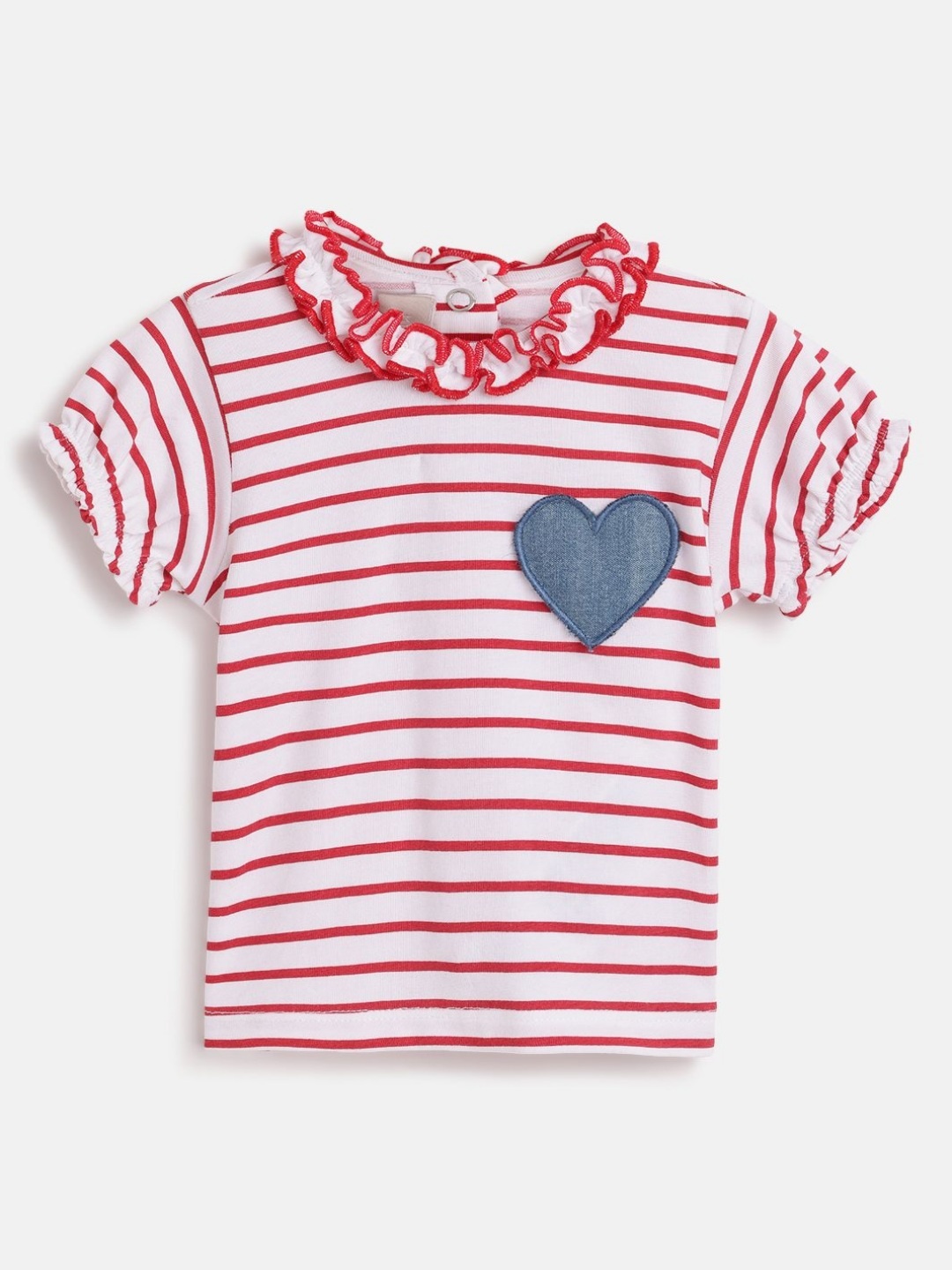 

Chicco Girls Striped Applique top, White