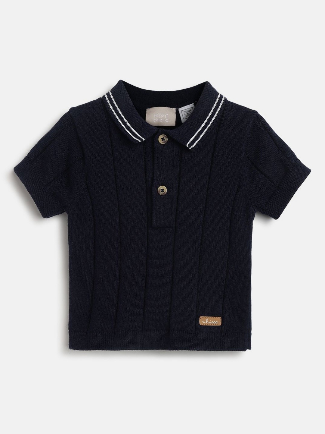 

Chicco Boys Solid Polo Collar Cotton T-shirt, Black