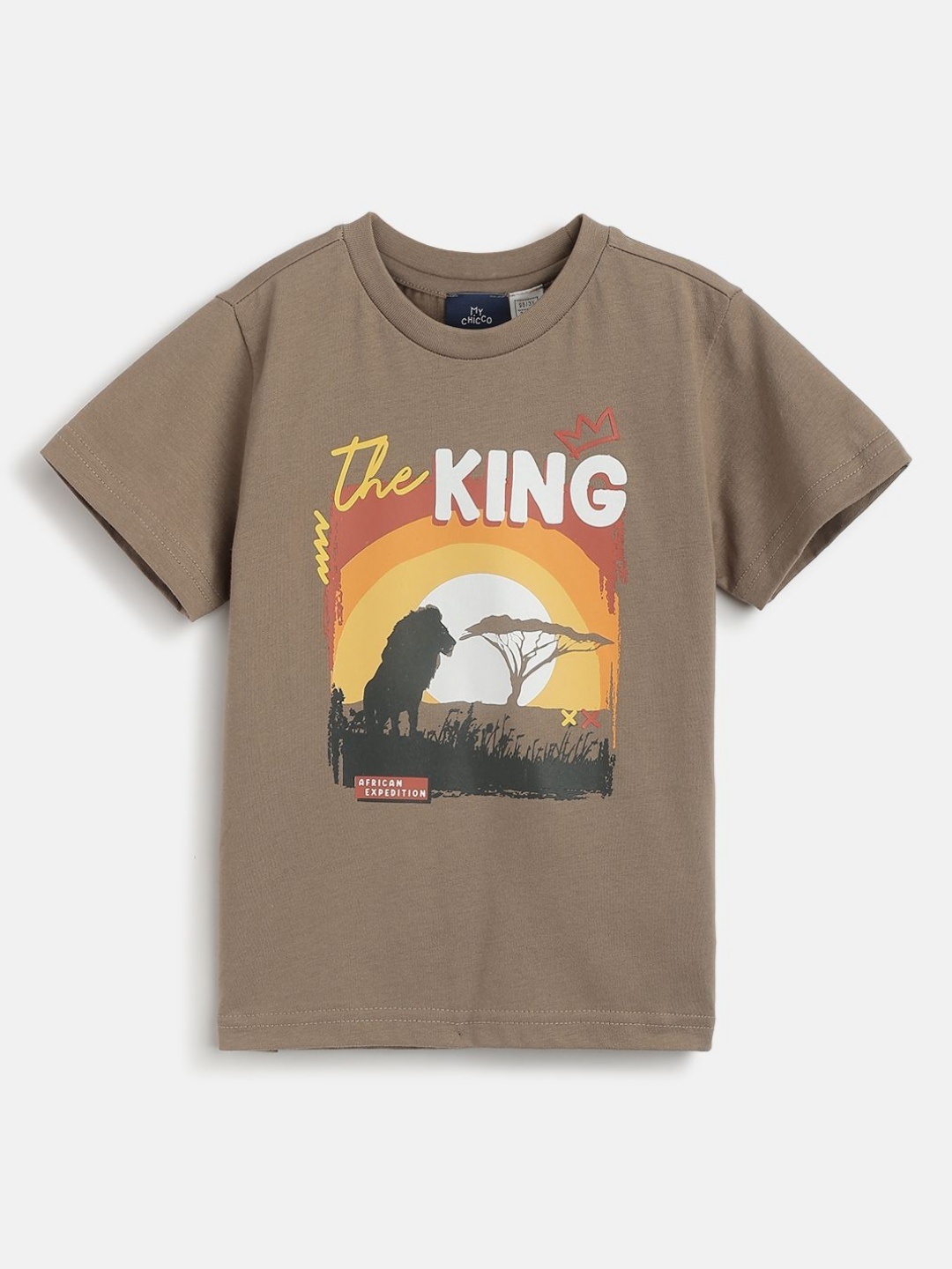 

Chicco Boys Graphic Printed Round Neck Cotton T-shirt, Brown