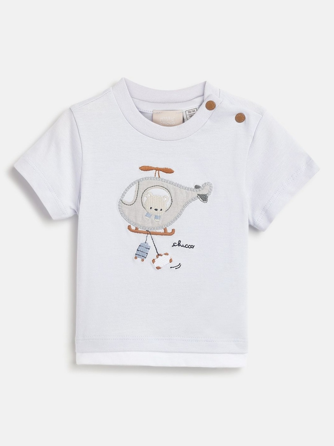 

Chicco Boys Graphic Printed Round Neck Cotton T-shirt, White