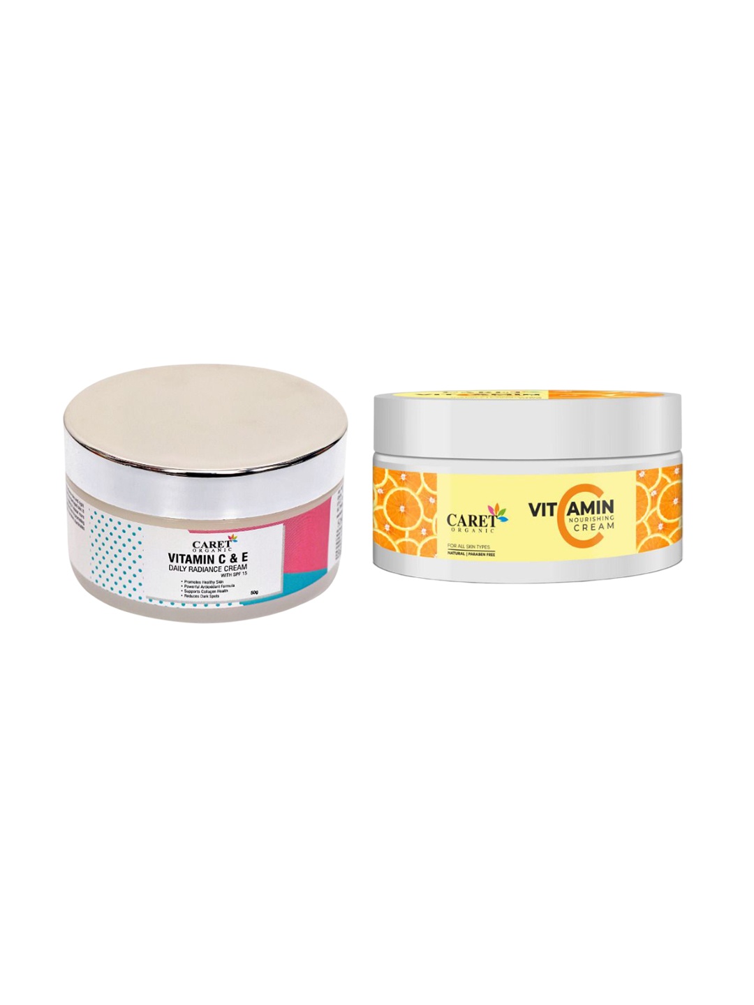 

CARET ORGANIC Set Of 2 Vitamin C & E Cream 50 g With Vitamin C Nourishing Cream-100 g, White