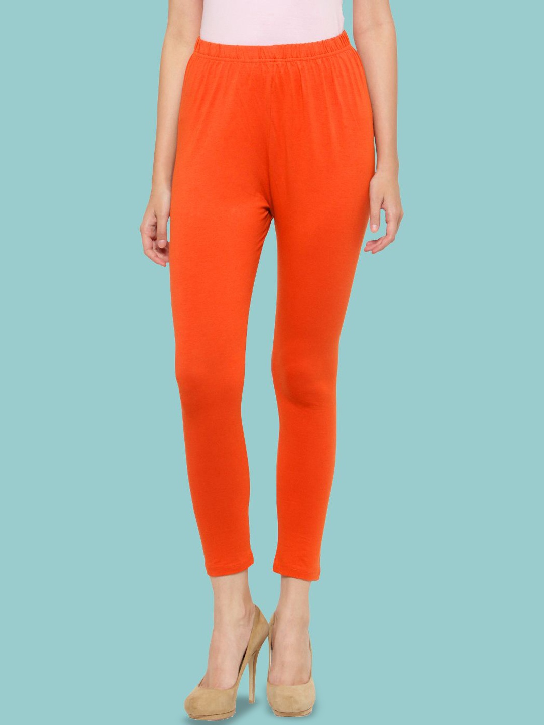 

Castle Lifestyle Mid-Rise Cotton Ankle-Length Leggings, Orange