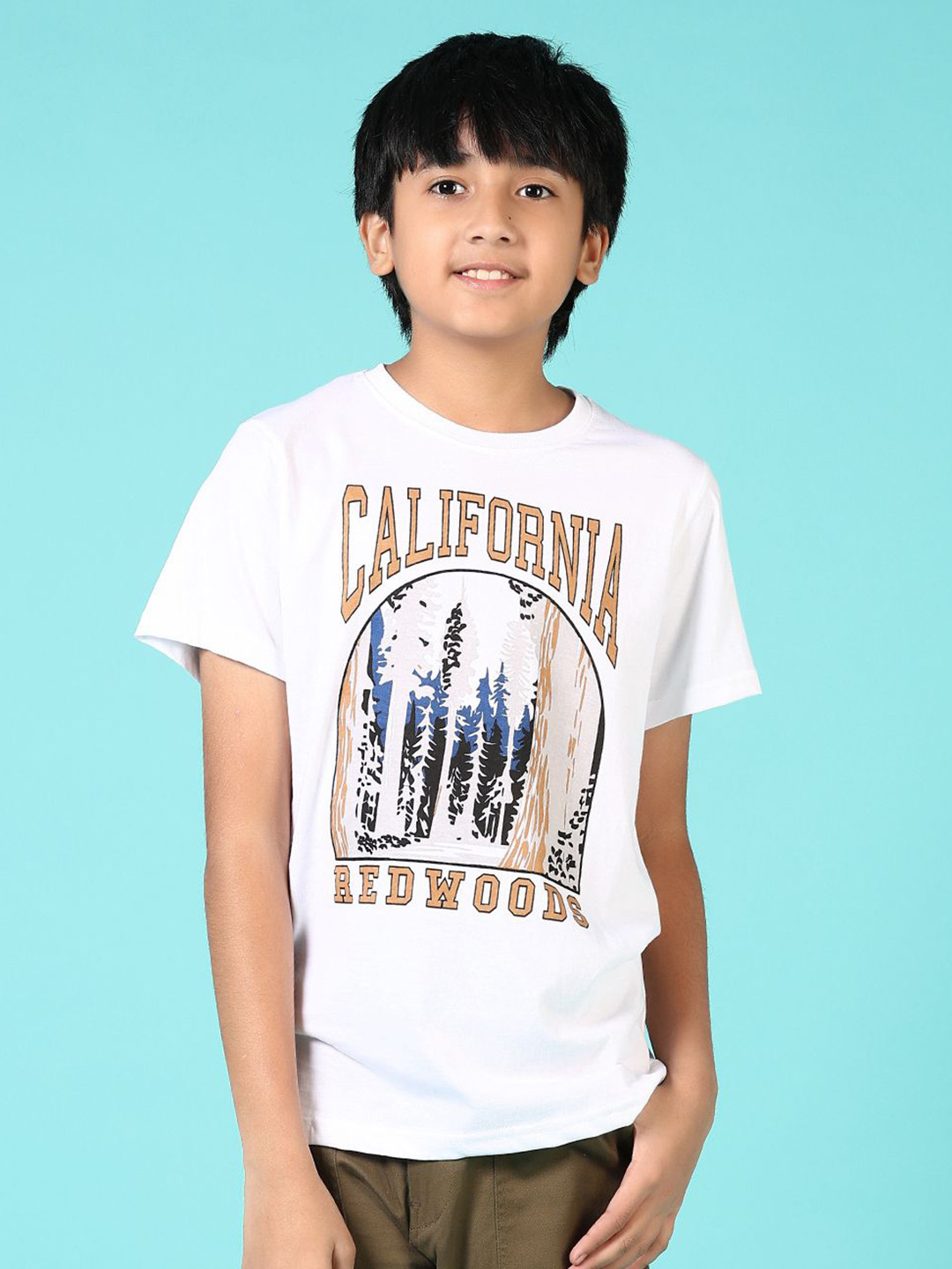 

V-Mart Boys Graphic Printed Round Neck Cotton T-shirt, White
