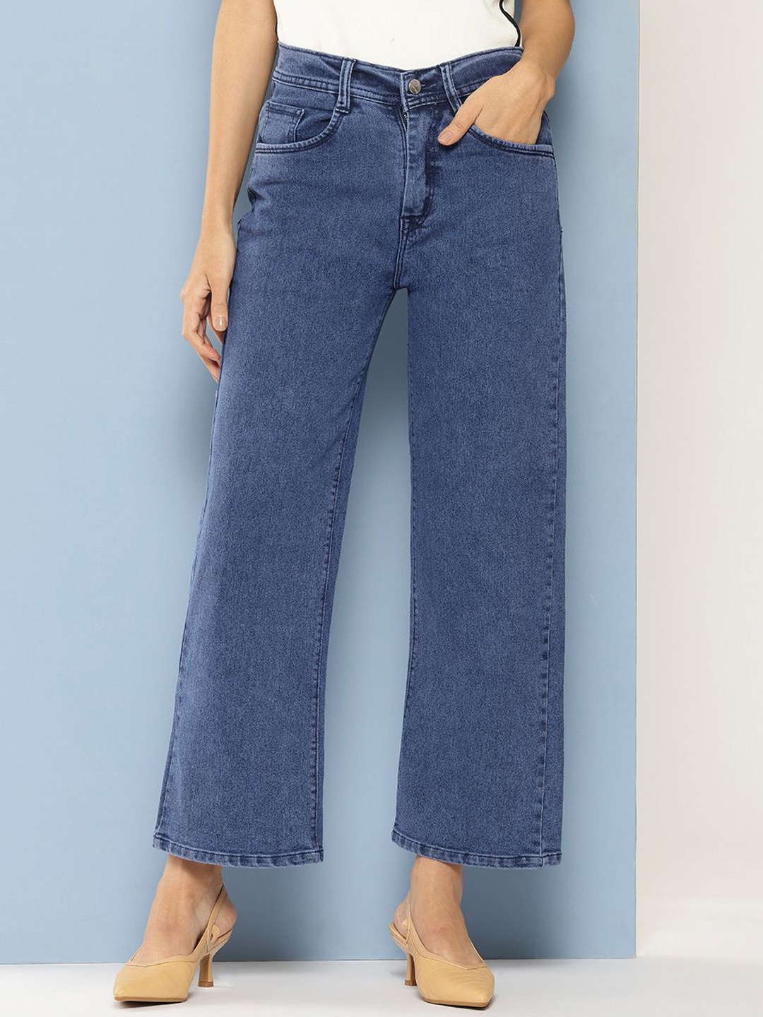 

The Roadster Lifestyle Co. Flared Fit Cotton Denim Jeans, Blue