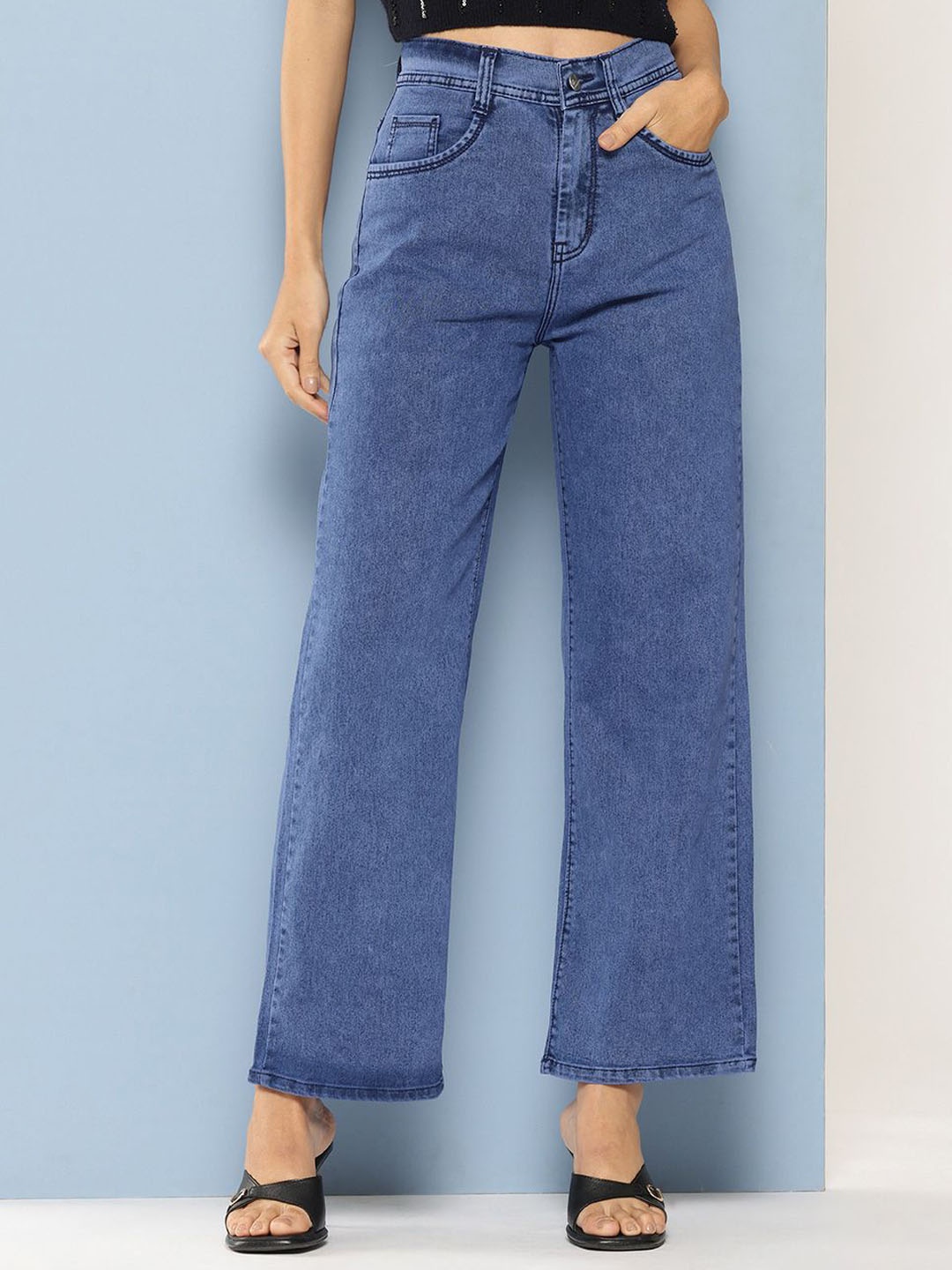 

The Roadster Lifestyle Co. Flared Fit Cotton Denim Jeans, Blue