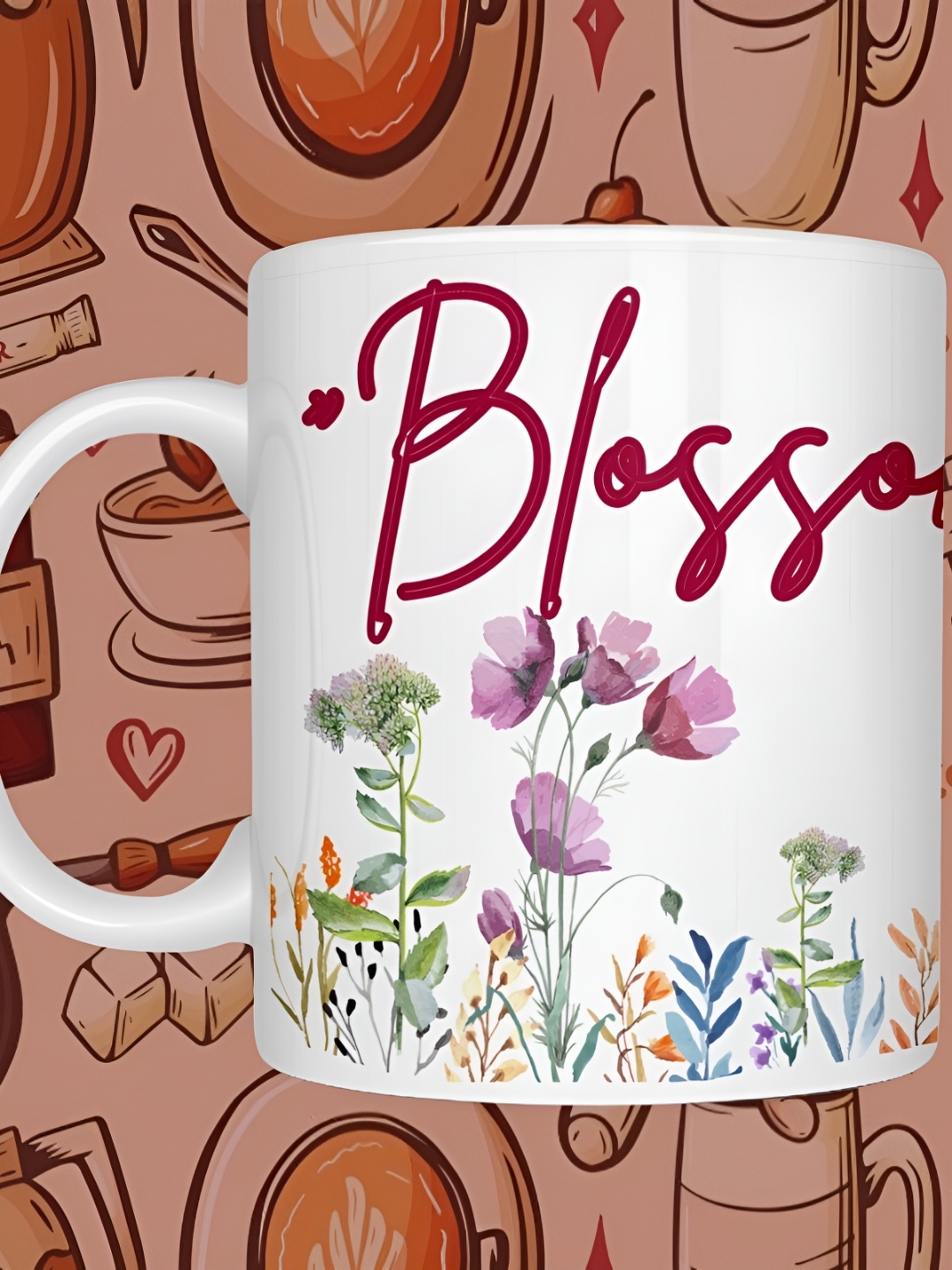 

JAVA IMPRESSIONS White & Red Floral Printed Ceramic Glossy Mugs 200ml