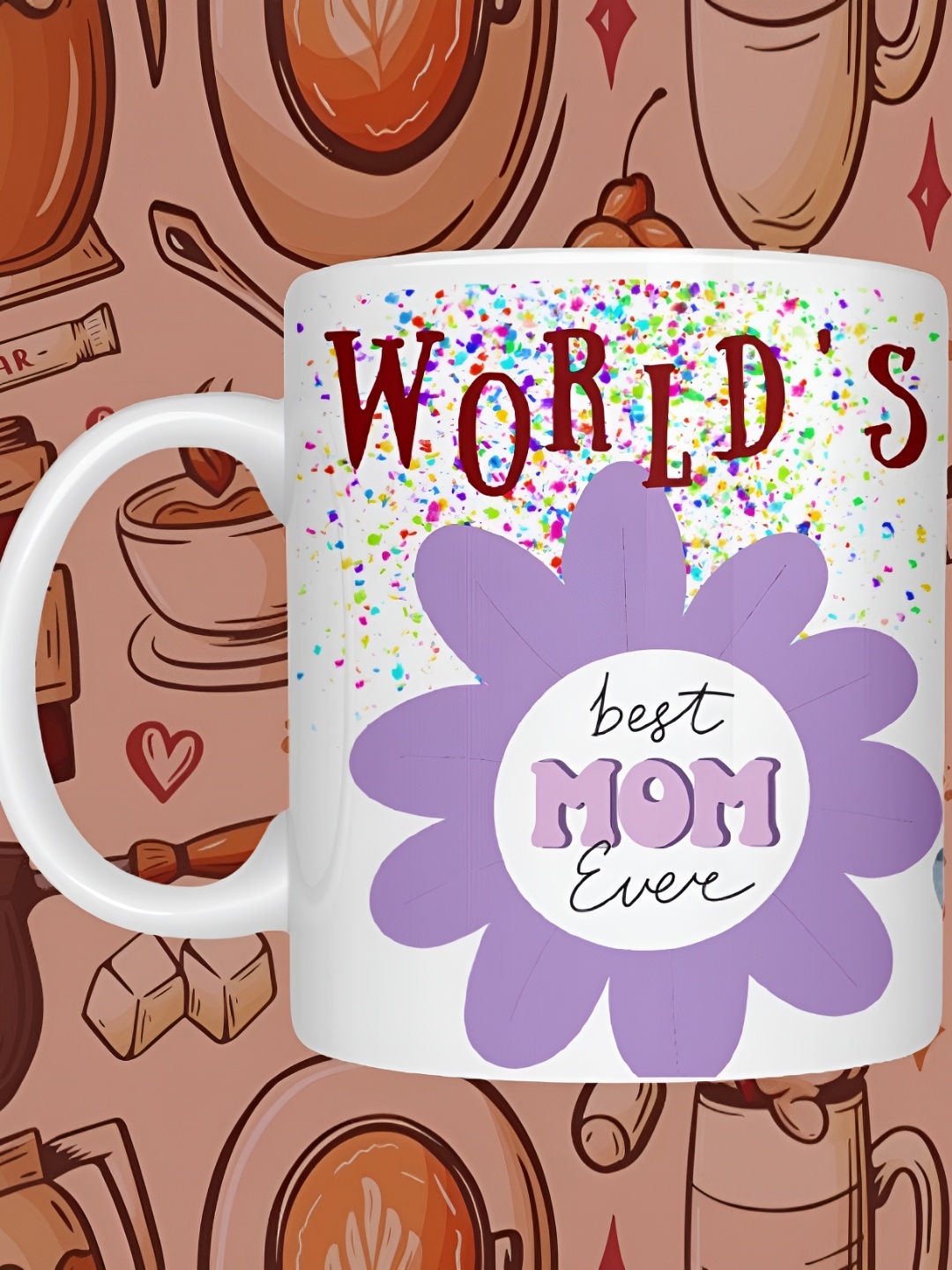 

JAVA IMPRESSIONS White & Purple Floral Printed Ceramic Glossy Mugs 200 ML
