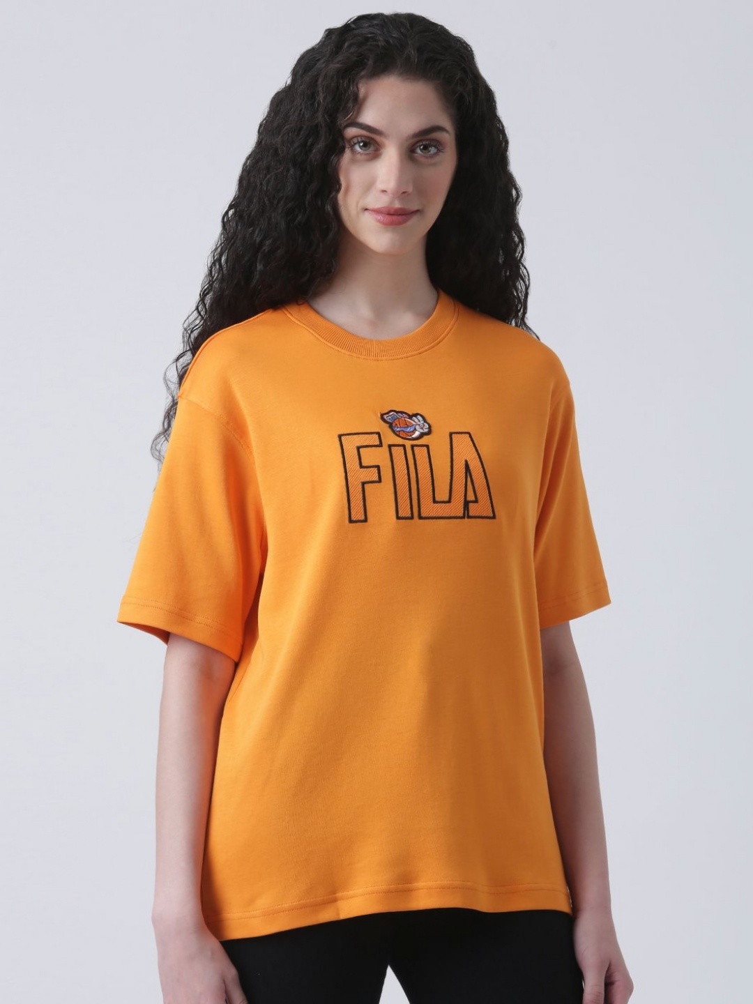 

FILA Barry Unisex Pure Cotton Drop-Shoulder Sleeves Relaxed Fit T-shirt, Orange