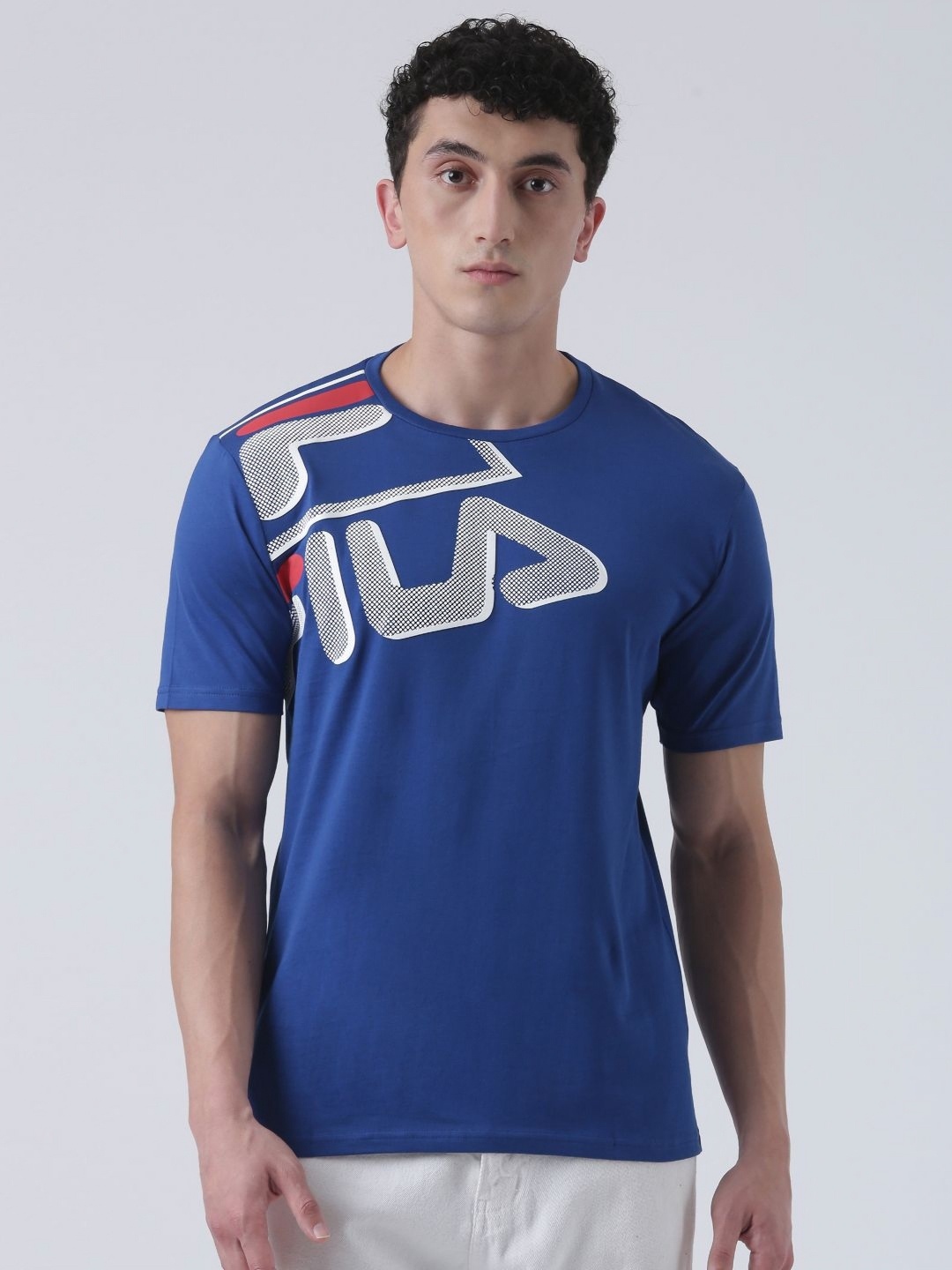

FILA Unisex Printed Regular Sleeves T-shirt, Blue