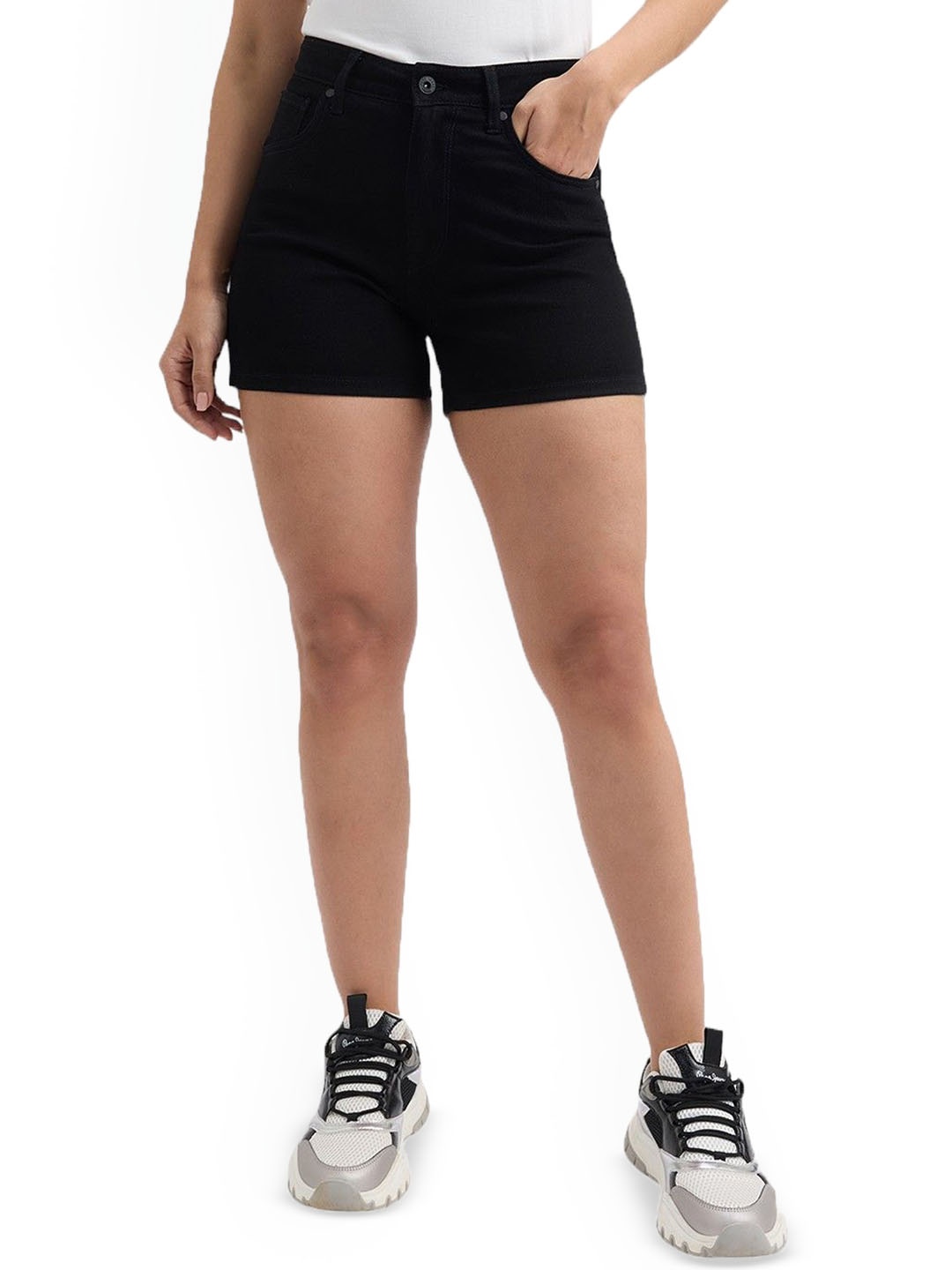 

Pepe Jeans Women High-Rise Relaxed Fit Shorts, Black