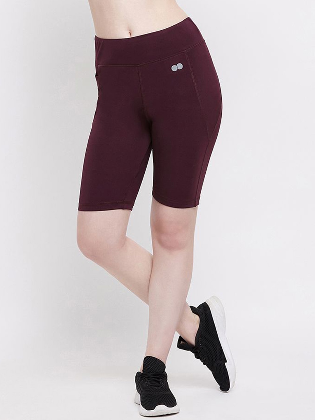 

Clovia Women Skinny Fit High-Rise Yoga Sports Shorts, Purple