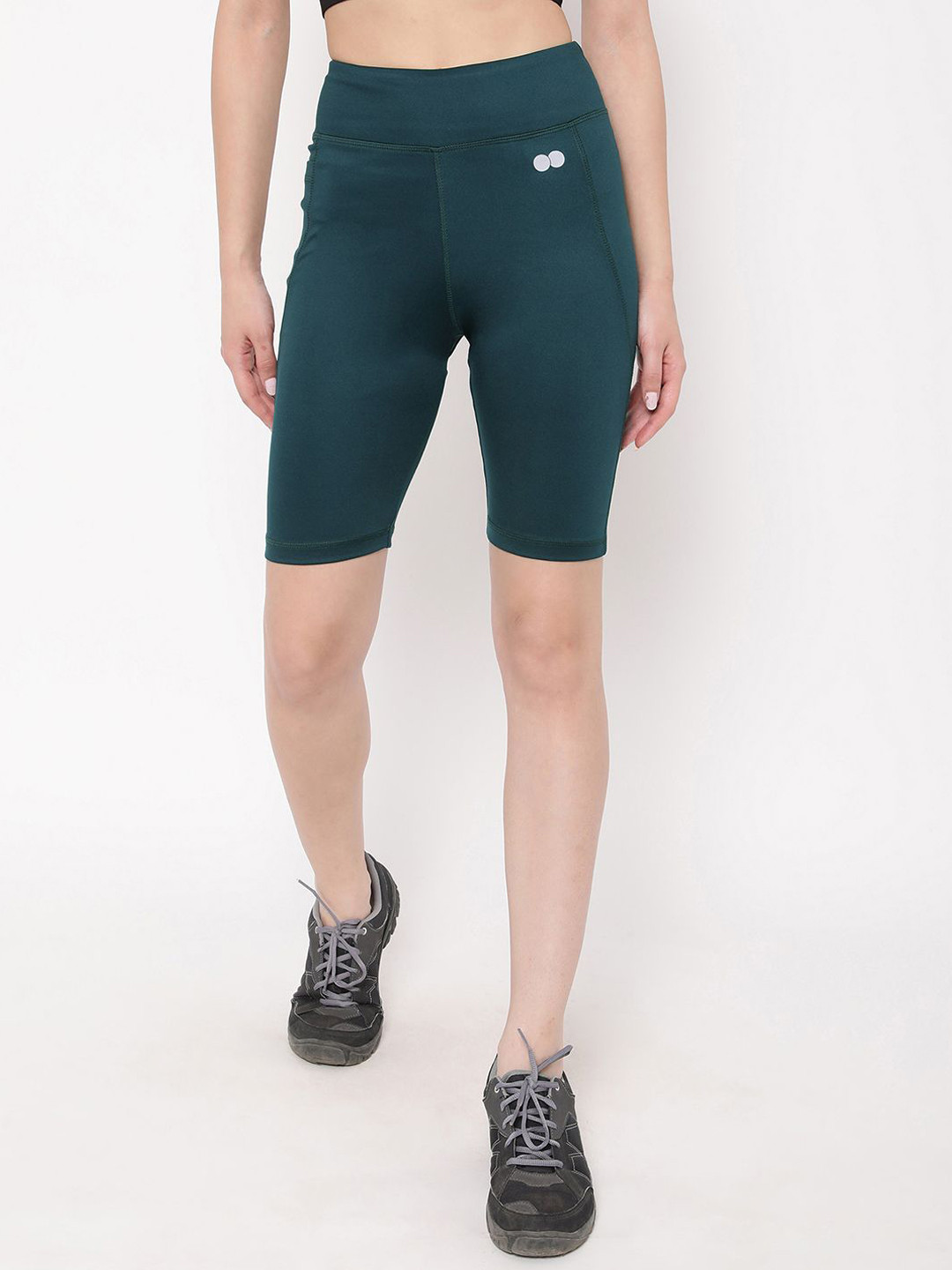 

Clovia Women Skinny Fit High-Rise Cycling Sports Shorts, Teal