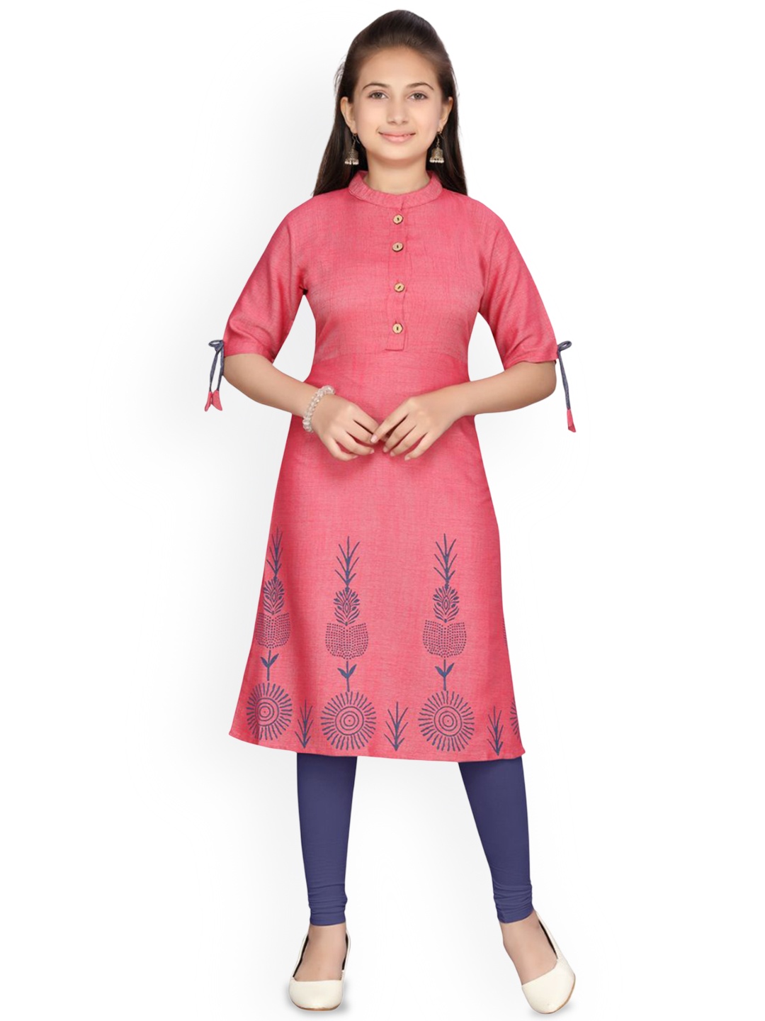 

Sangria Girls Red Ethnic Motifs Printed Pure Cotton A-line Kurta & Leggings