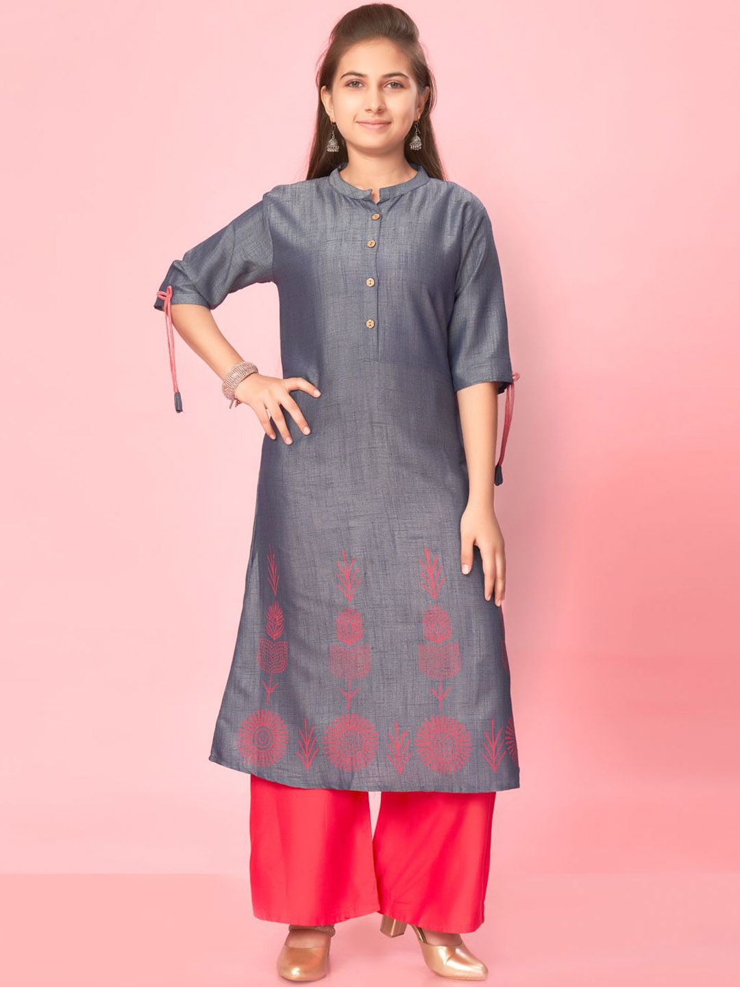 

Sangria Girls Pure Cotton Straight Kurta & Palazzos, Blue