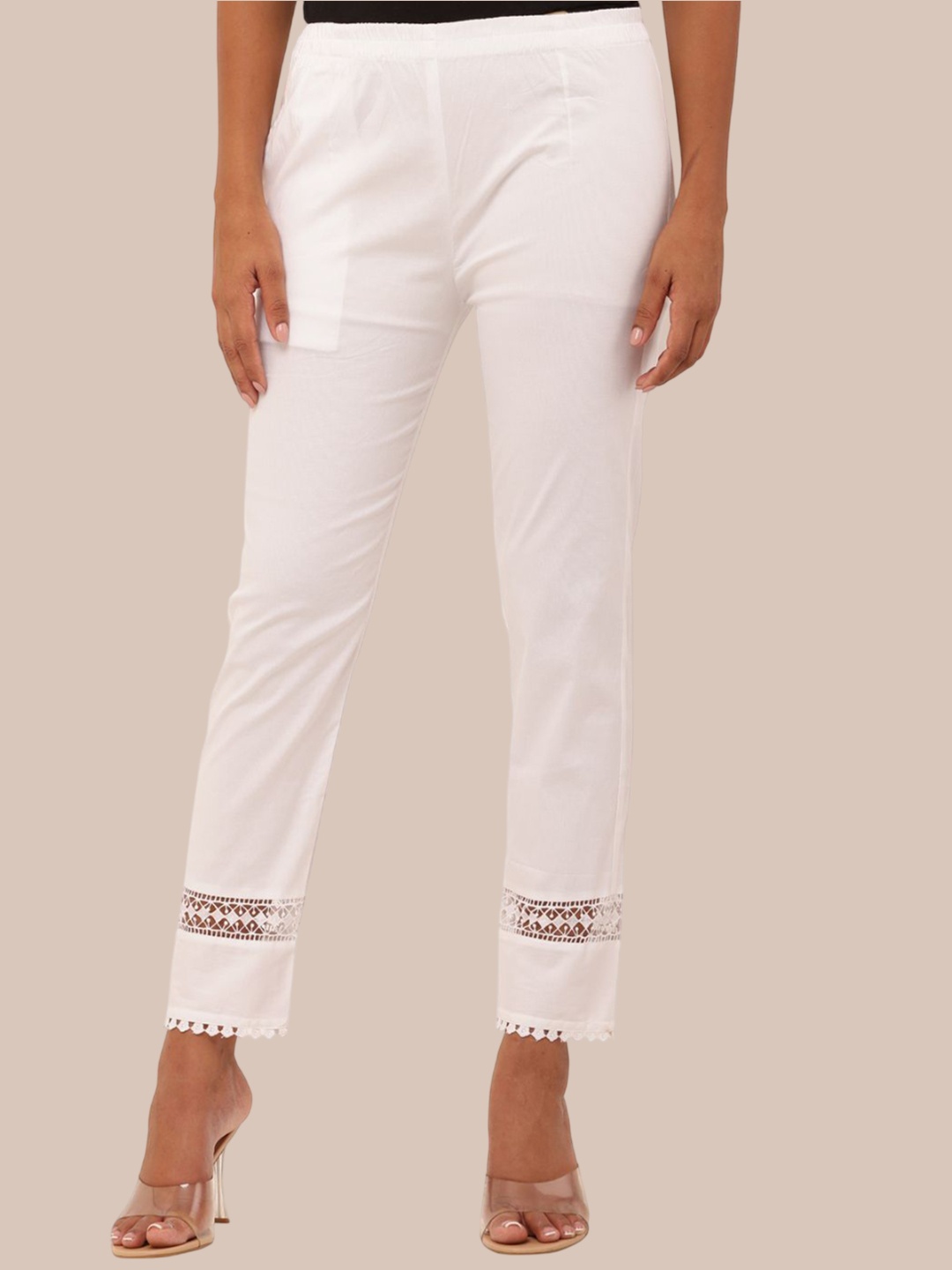 

Sellingsea Women Mid-Rise Trousers, White