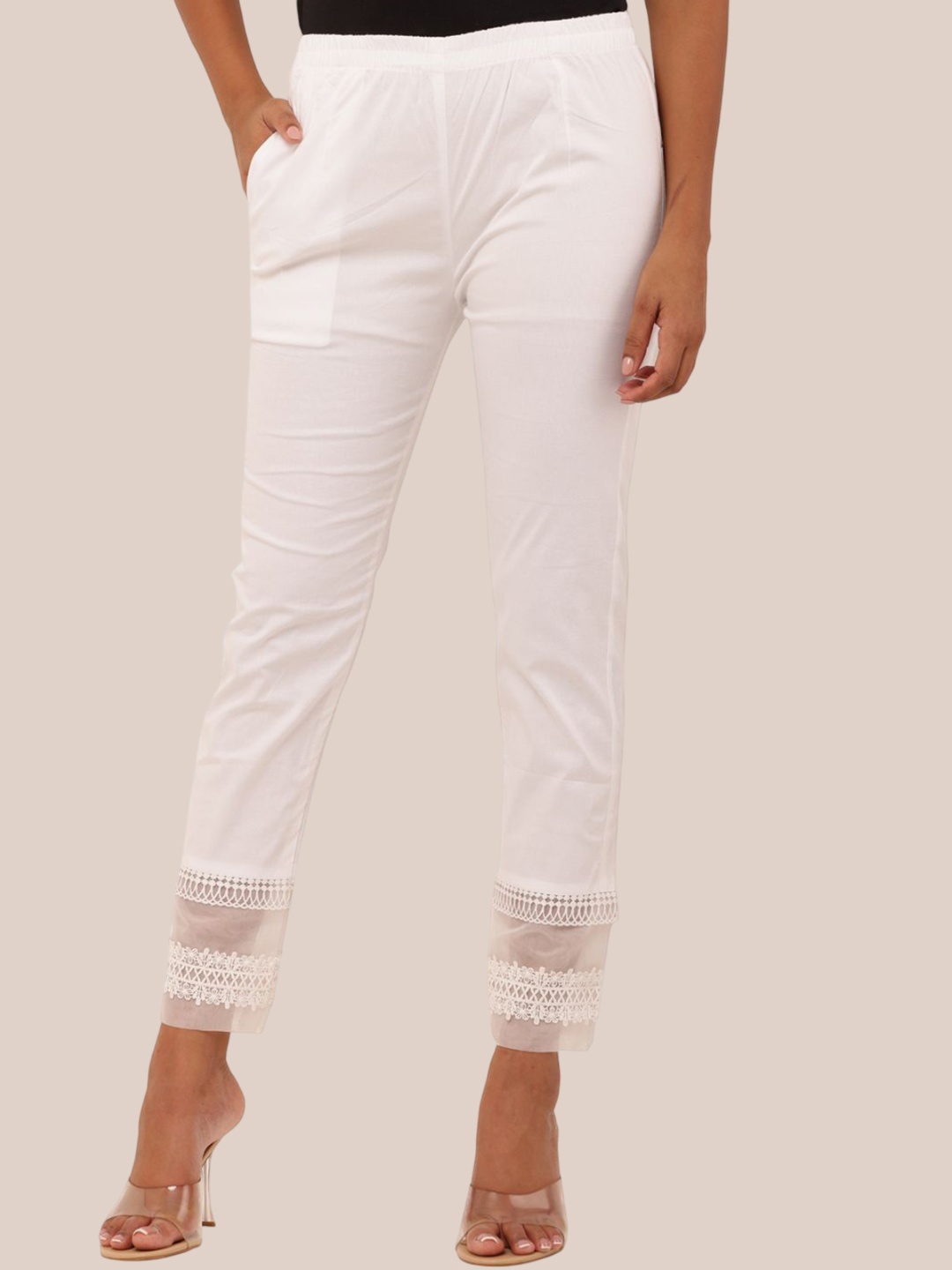 

Sellingsea Women Regular Fit Mid-Rise Trousers, White