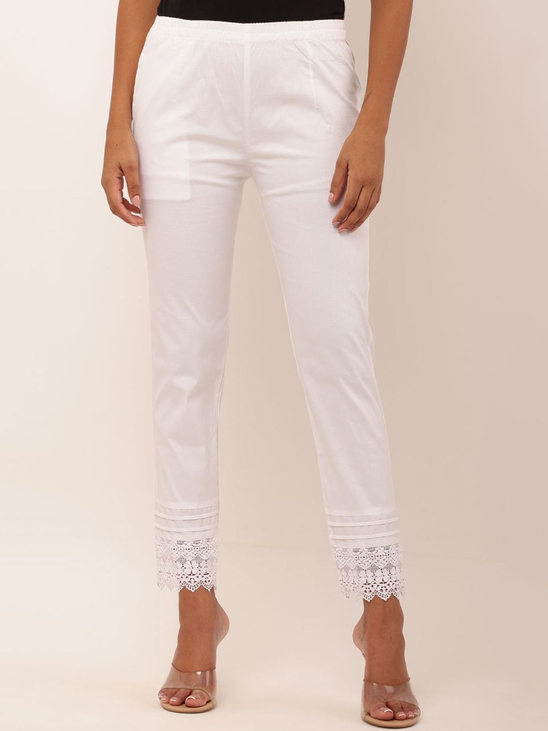 

Sellingsea Women Trousers With Pintuck Work, White