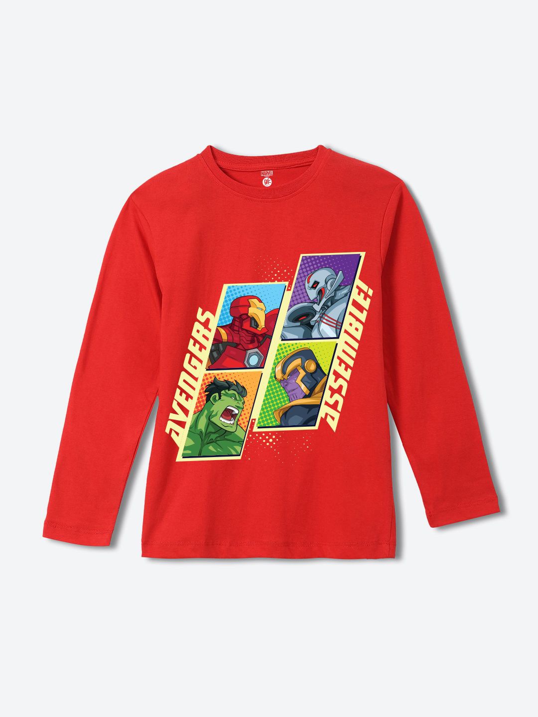 

YK Marvel Boys Marvel Graphic Printed Round Neck Cotton T-shirt, Red
