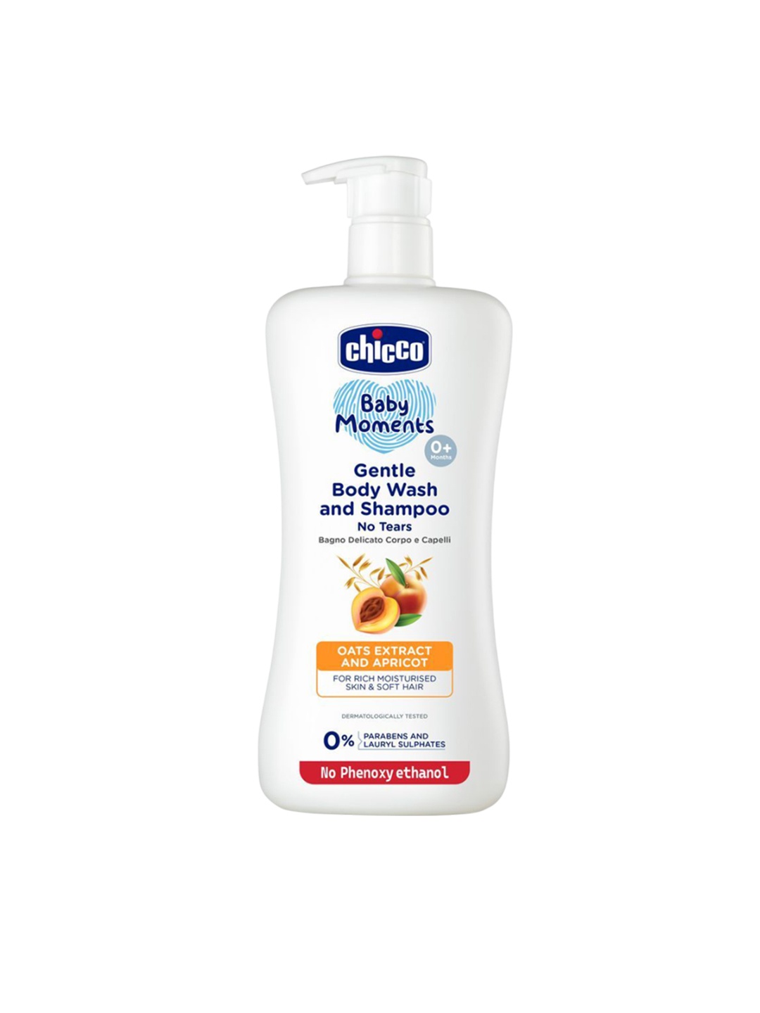

Chicco Baby Moments Gentle Body Wash & Shampoo With Apricots - 650 ml, White