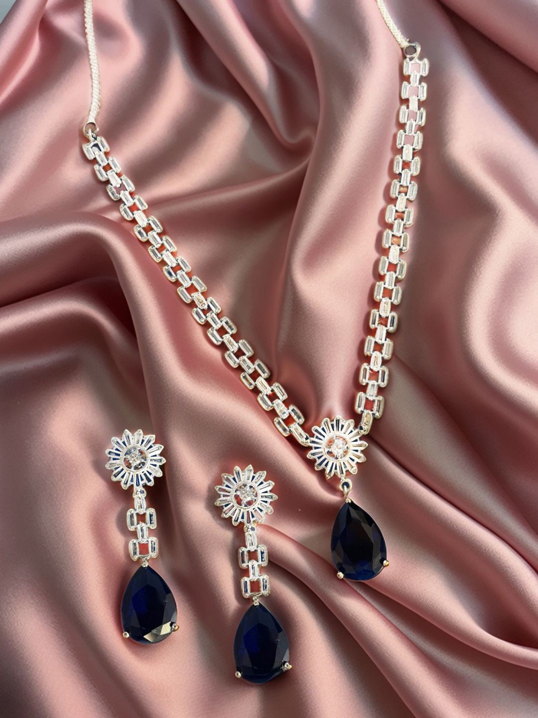 

Kalakrith Milano Celestial Charm Cubic Zirconia Stone Studded Jewellery Set, Silver