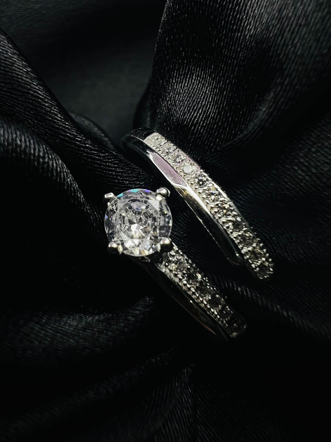 

Arte Jewels 925 Sterling Silver American Diamond-Studded Adjustable Finger Ring