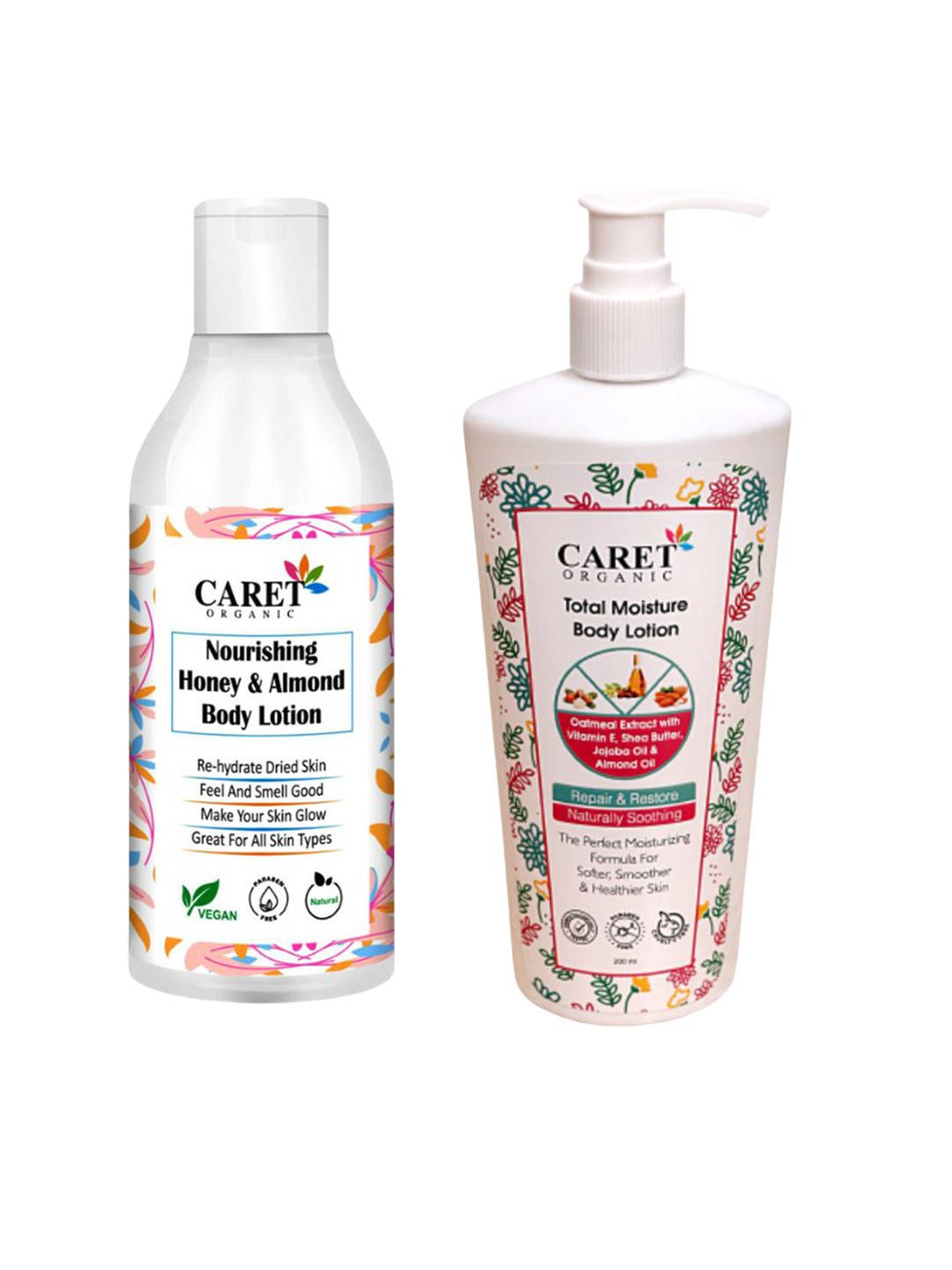 

CARET ORGANIC Set Of 2 Honey Body Lotion - 250 ml & Total Moisture Body Lotion - 200 ml, White