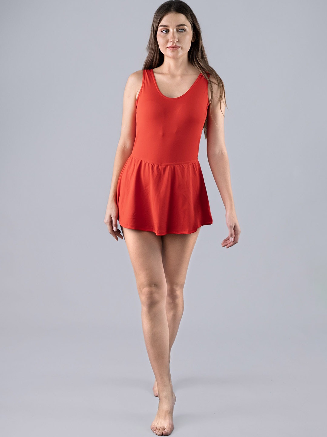 

Keepfit Women Round Neck Swimming Dress, Orange