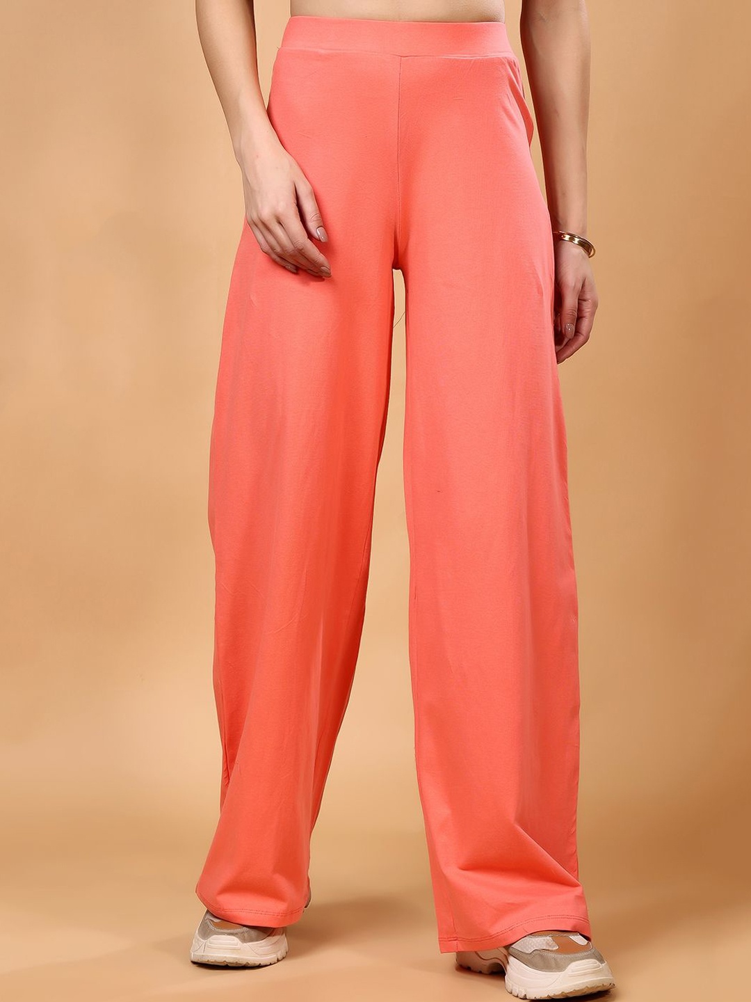 

Cation Women Flared Mid-Rise Trousers, Coral