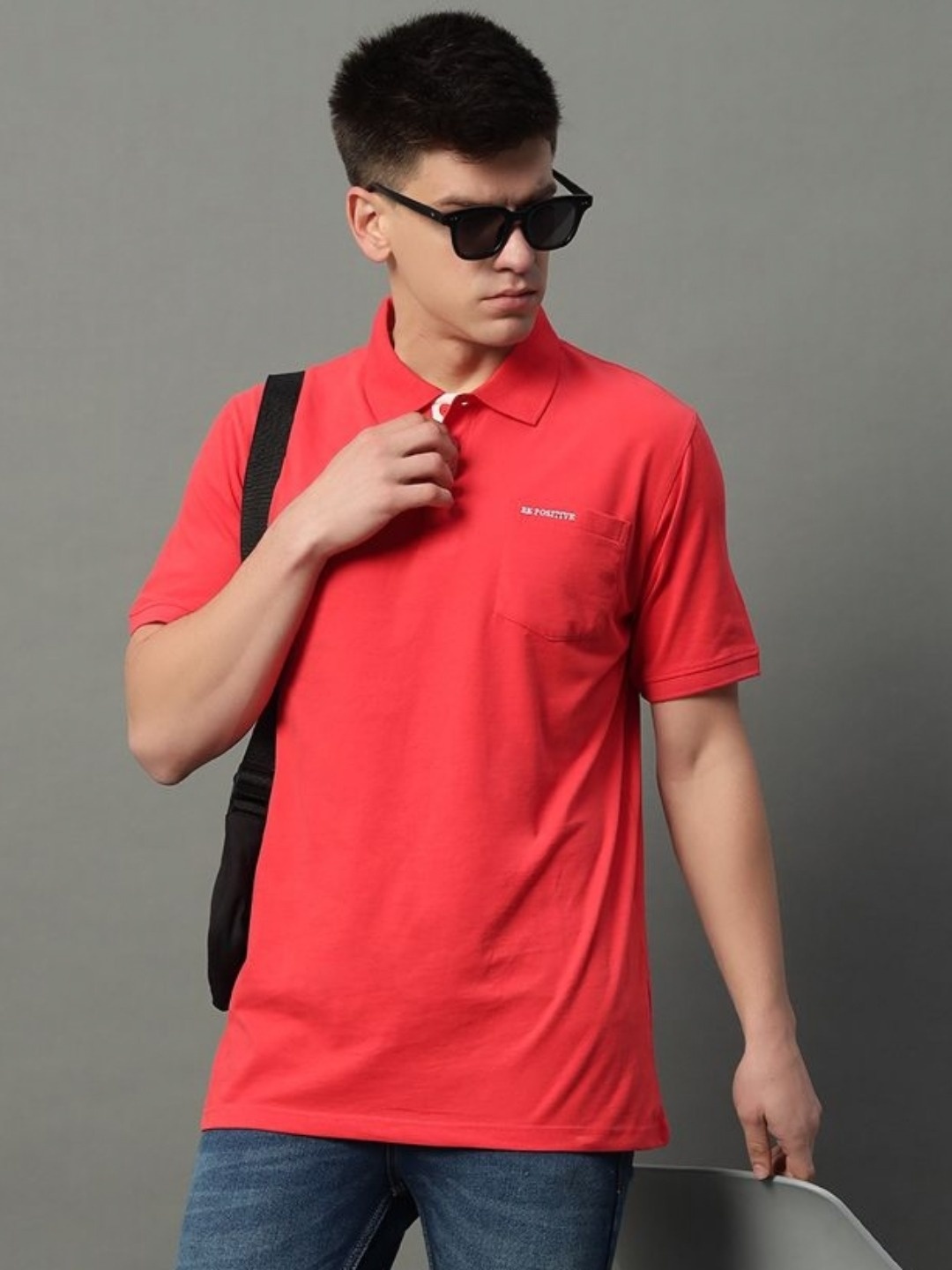 

GET GOLF Men Solid Polo Collar Cotton T-shirt, Red