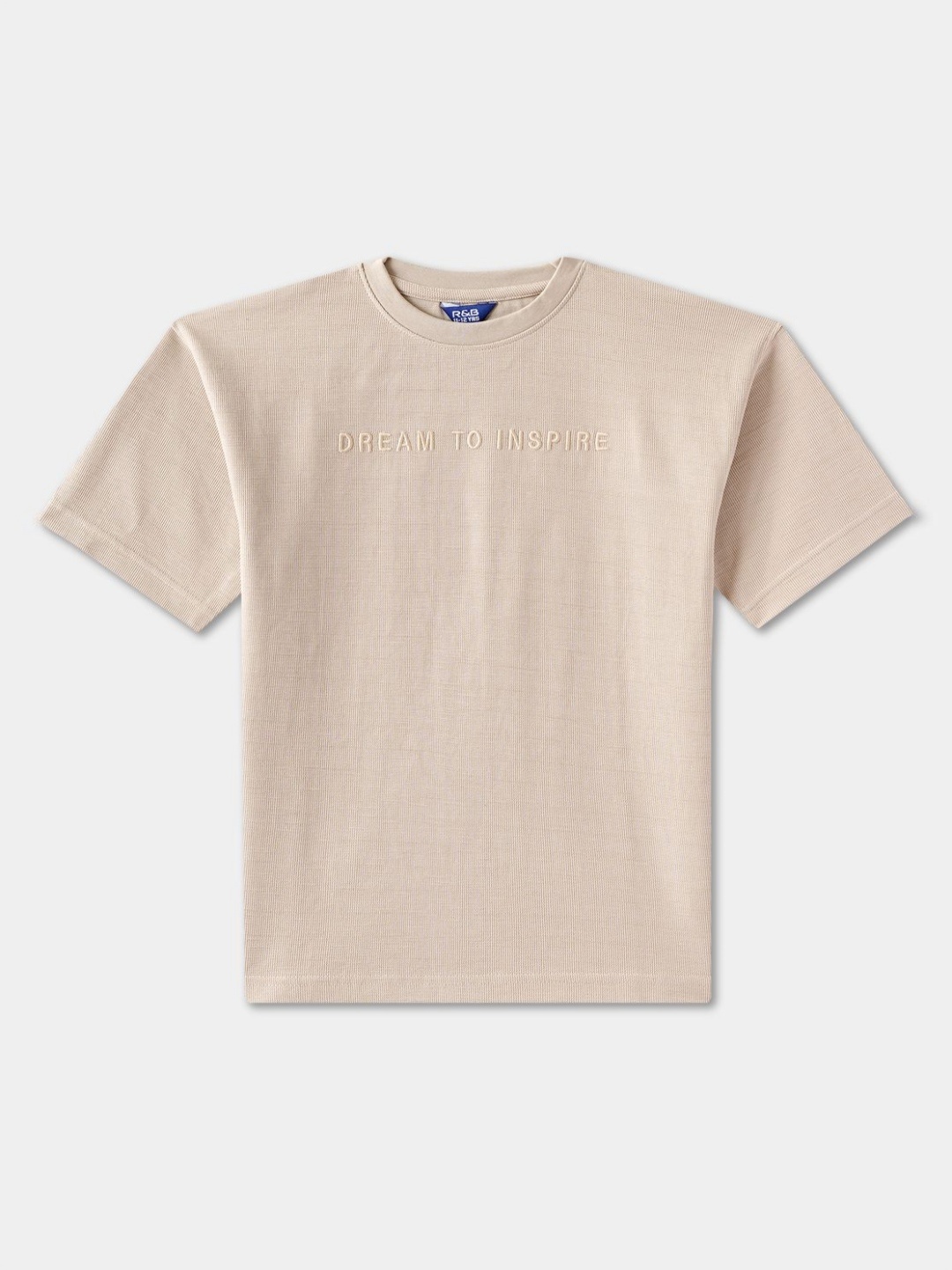 

R&B Boys Solid Round Neck T-shirt, Beige