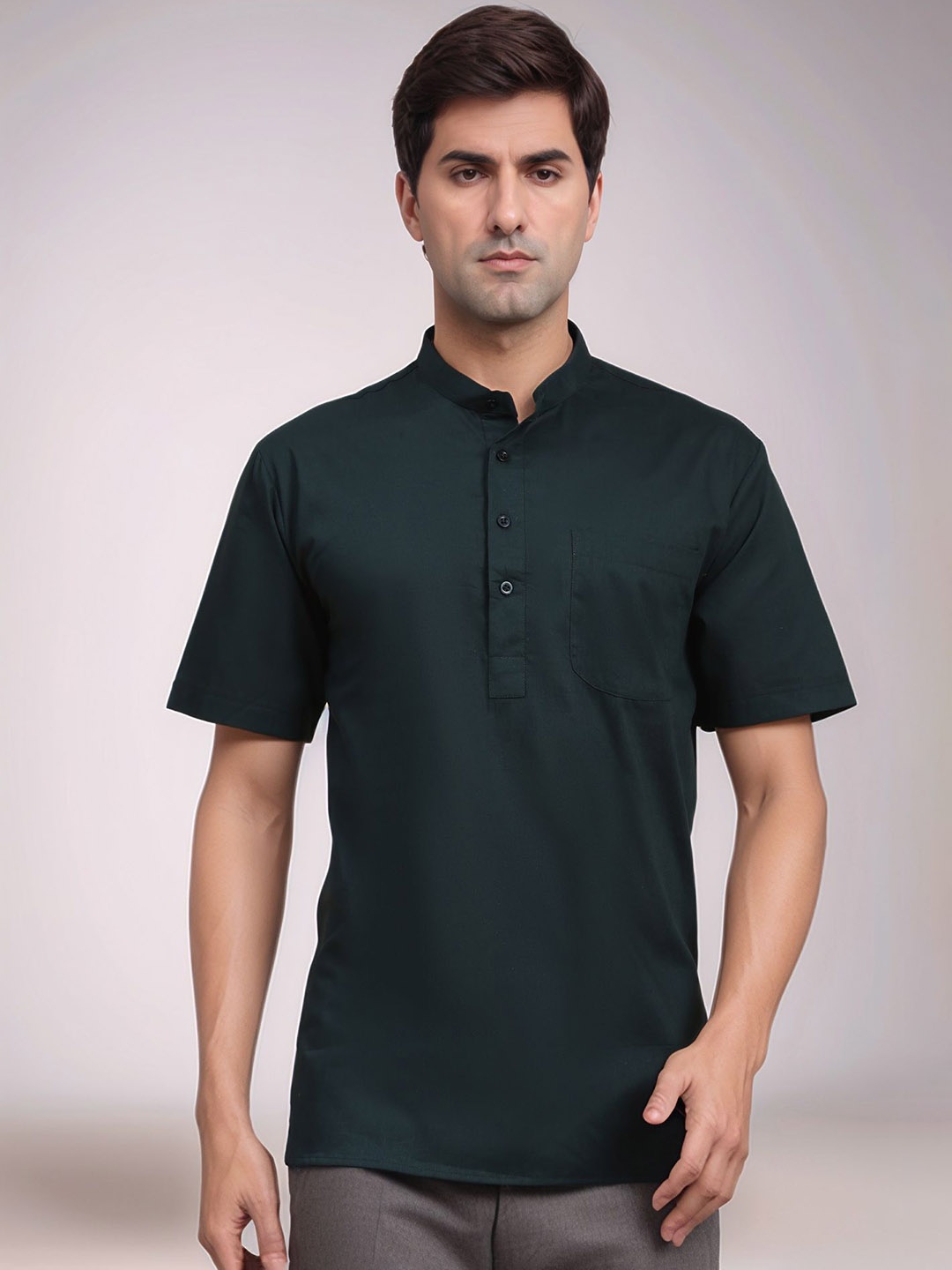 

Moda Rapido Mandarin Collar Pure Cotton Straight Kurta, Green