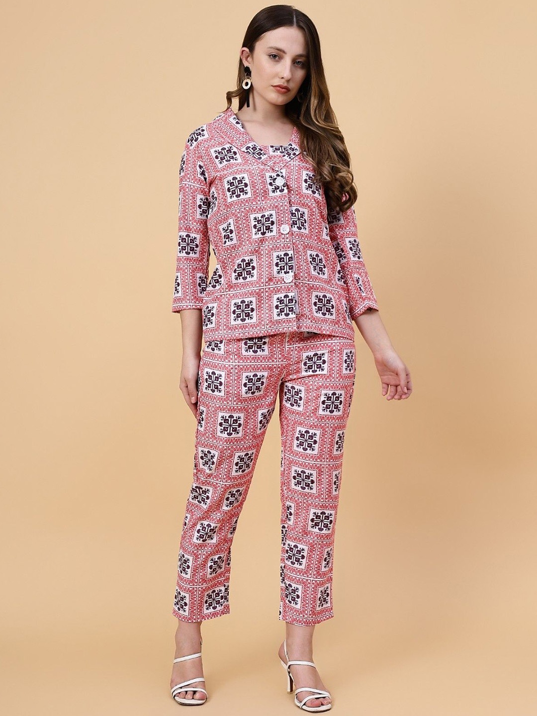 

STITCH MONKEY Defined Square Printed 3 Piece Co-Ord Set, Red