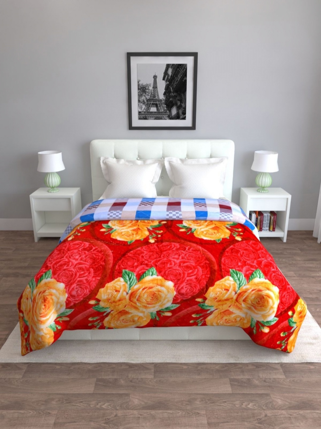 

Aura Red & Yellow Floral 300 GSM Mild Winter Double Bed Reversable Blanket