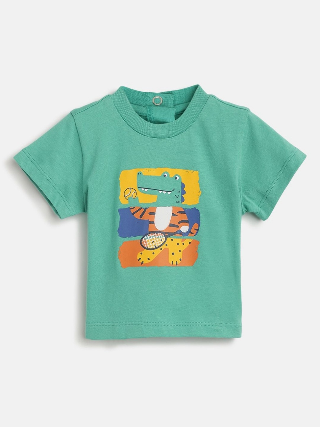 

Chicco Boys Graphic Printed Round Neck Cotton T-shirt, Sea green