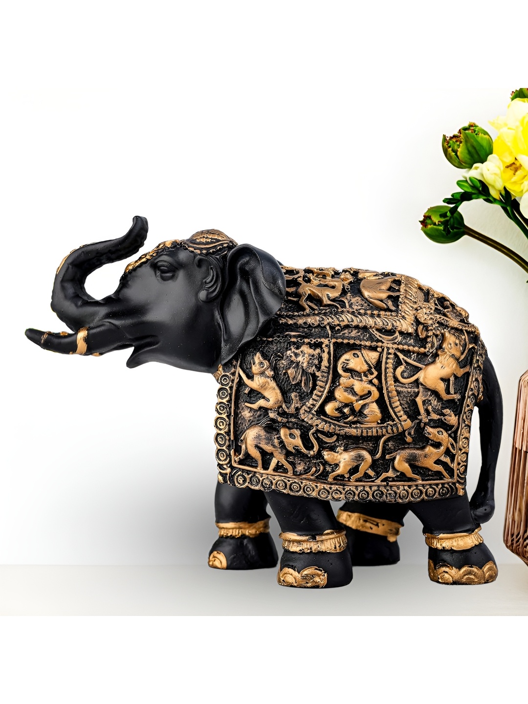 

VIVARS CRAFT Black And Gold Birds and Animals Figurine Showpiece