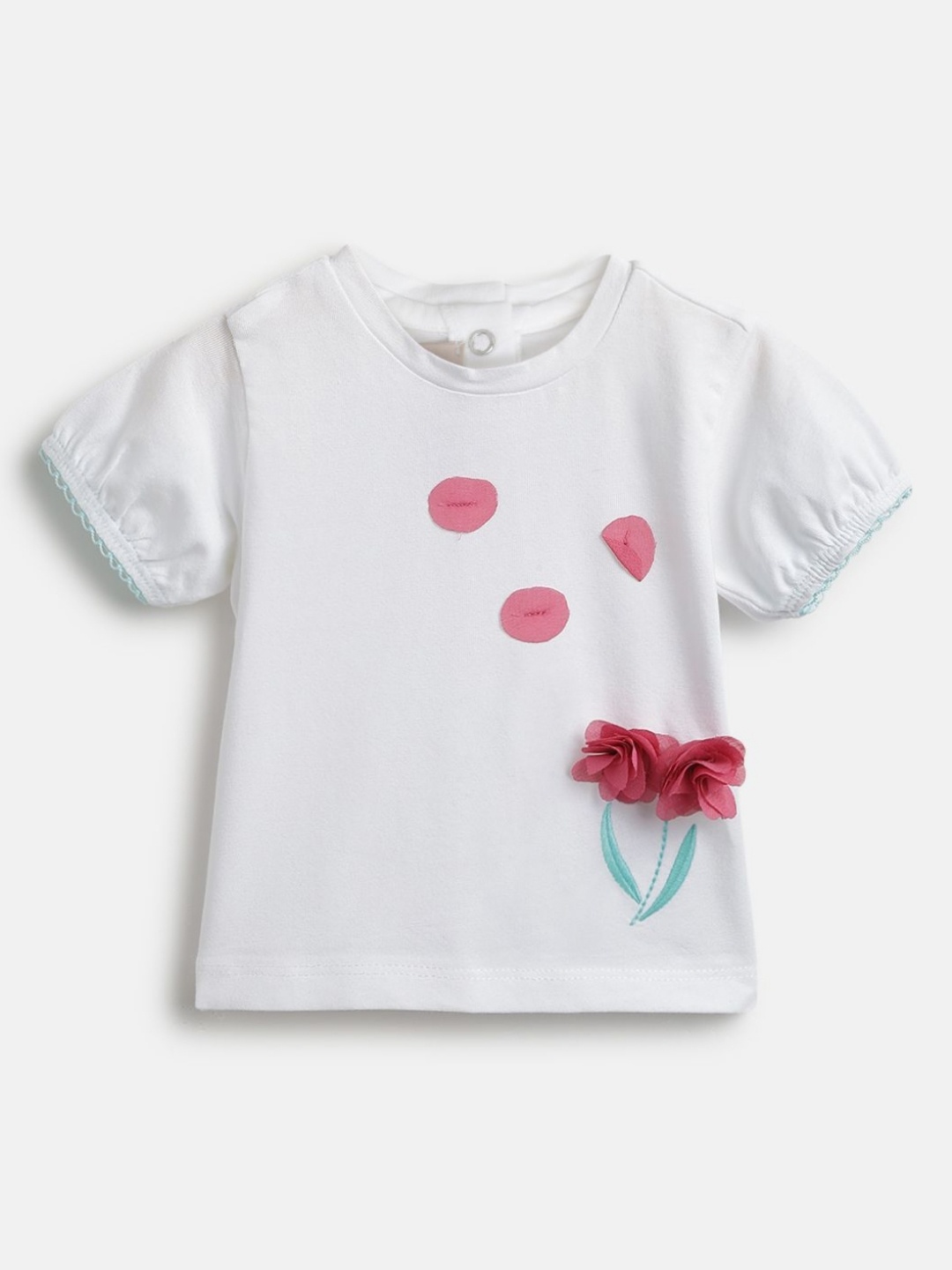

Chicco Girls Floral Printed Applique Top, White
