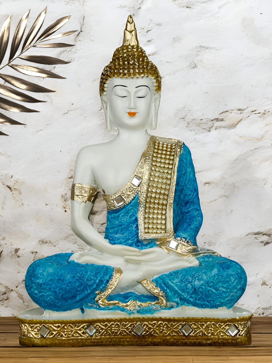 

VIVARS CRAFT White And Blue Buddha Figurine Showpiece