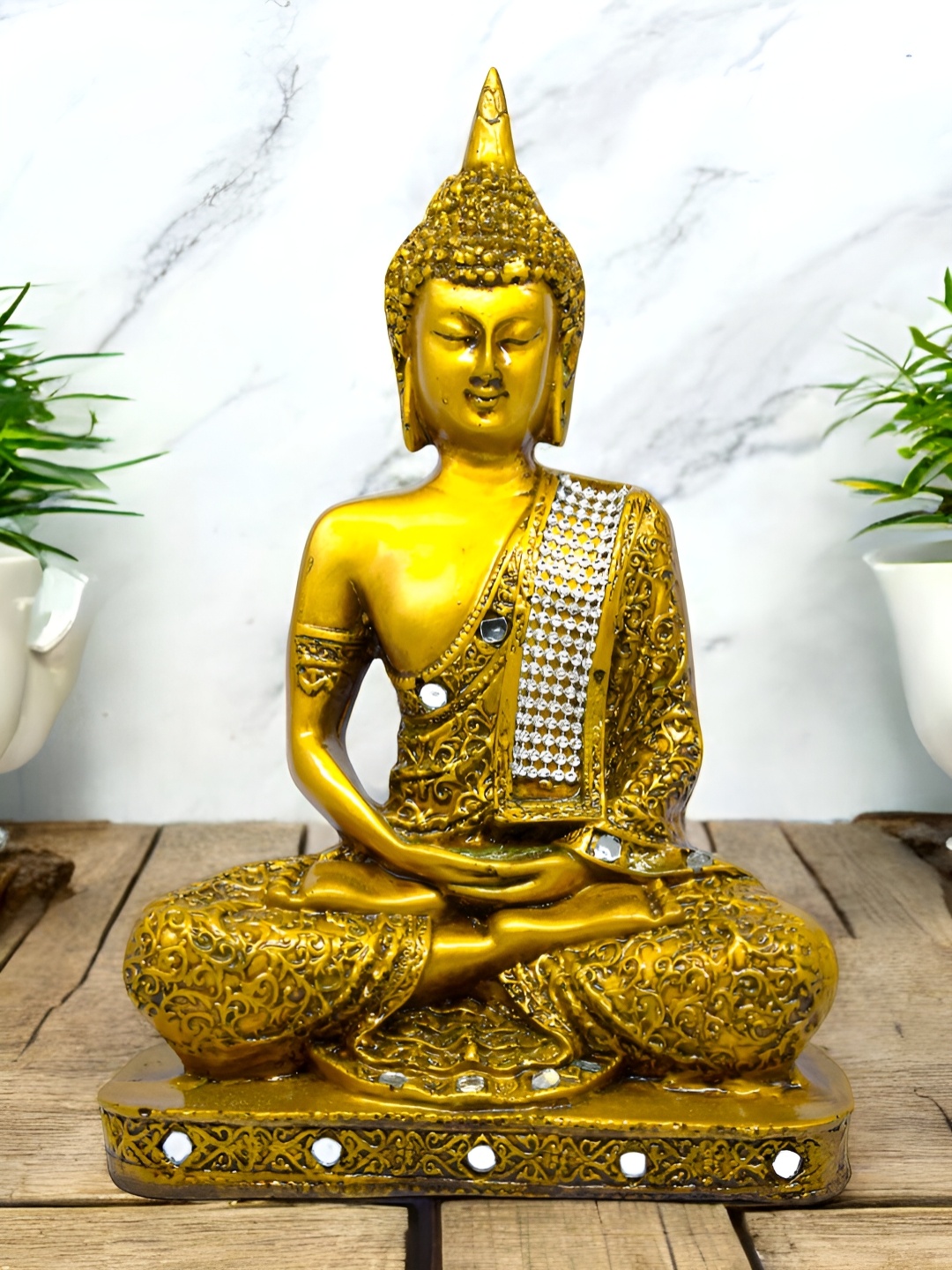 

VIVARS CRAFT Gold-Toned Buddha Figurine Showpiece