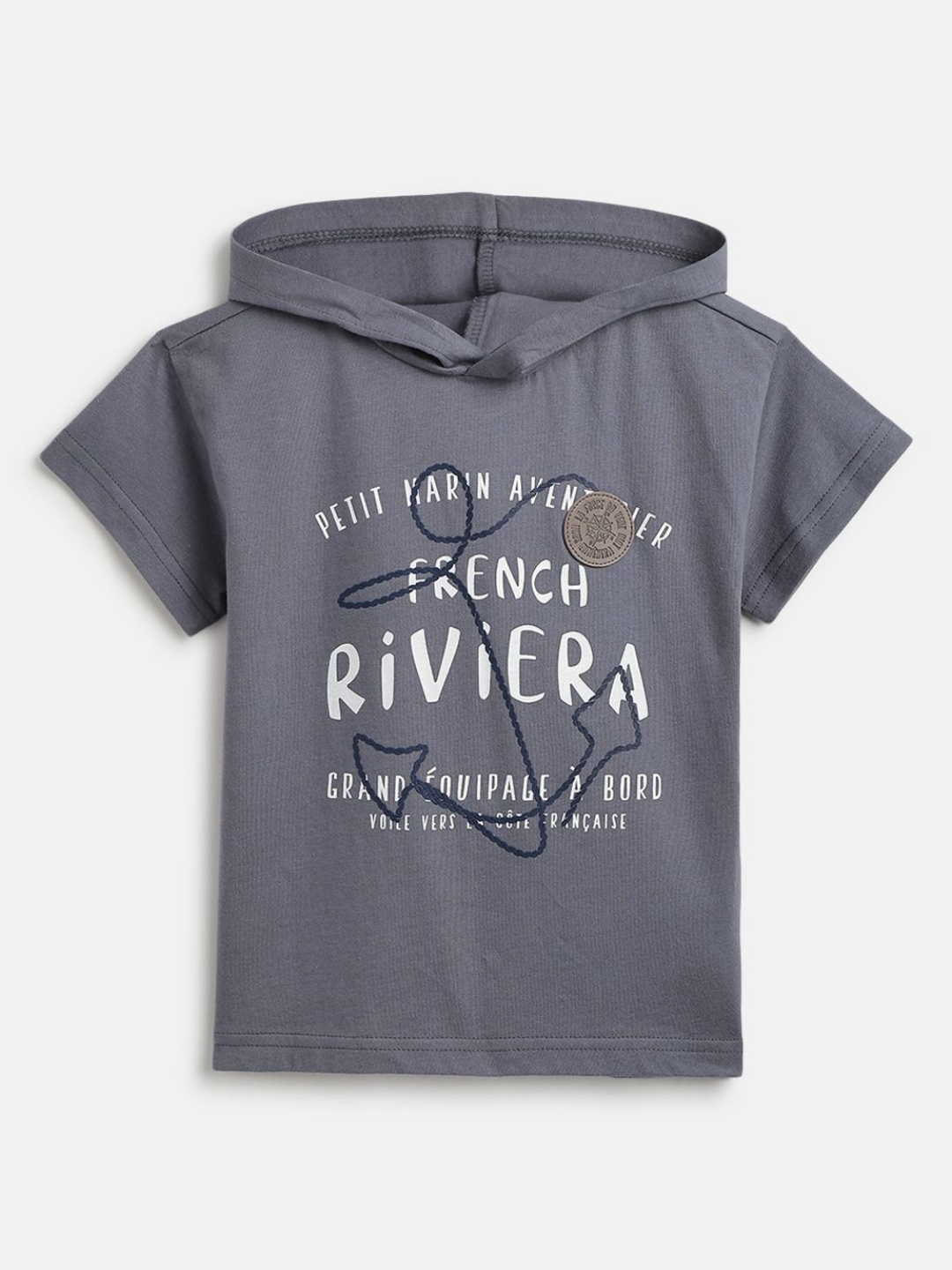 

Chicco Boys Typography Printed Hood Cotton T-shirt, Grey