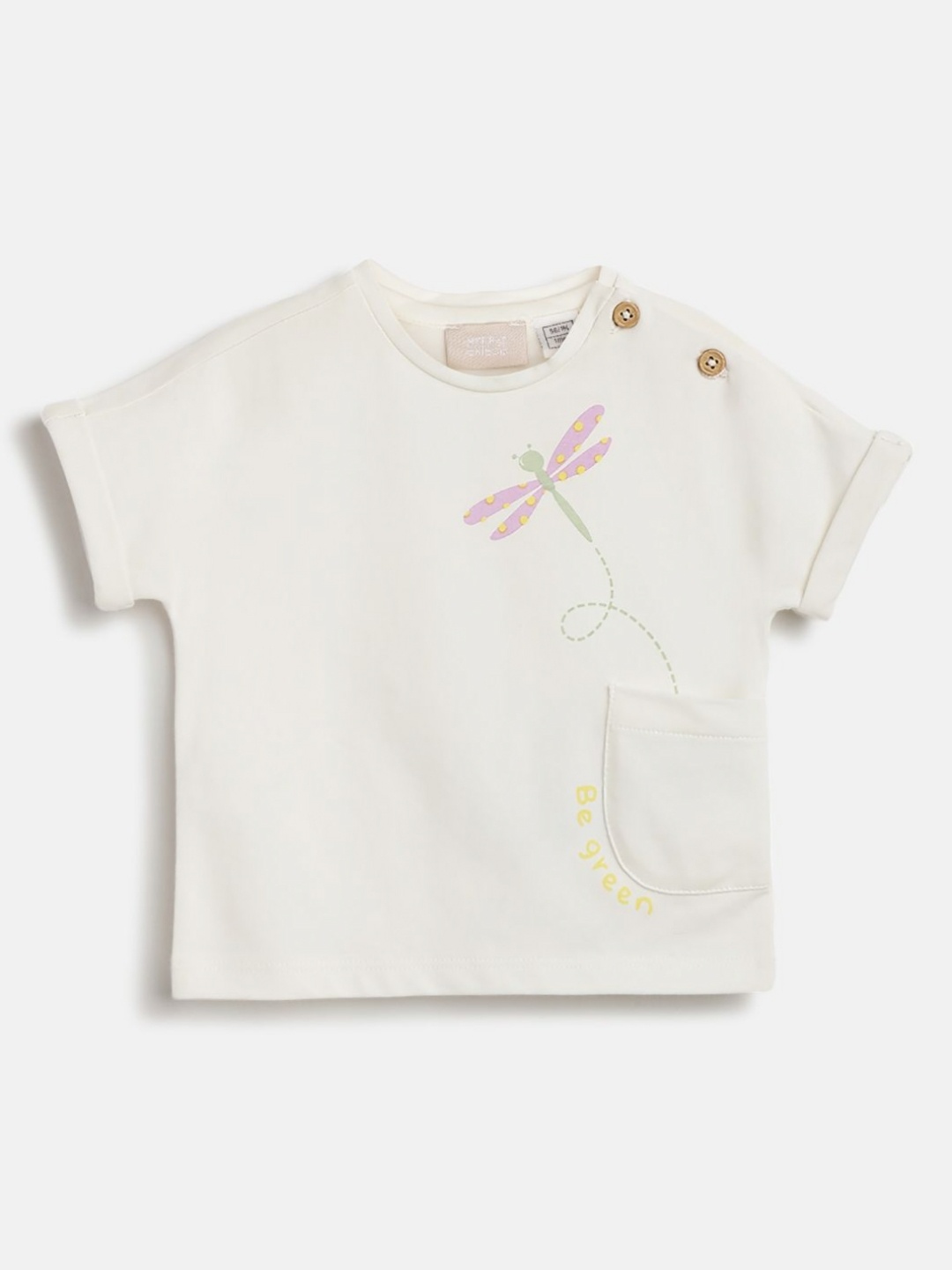 

Chicco Girls Graphic Printed Round Neck Cotton T-shirt, Off white