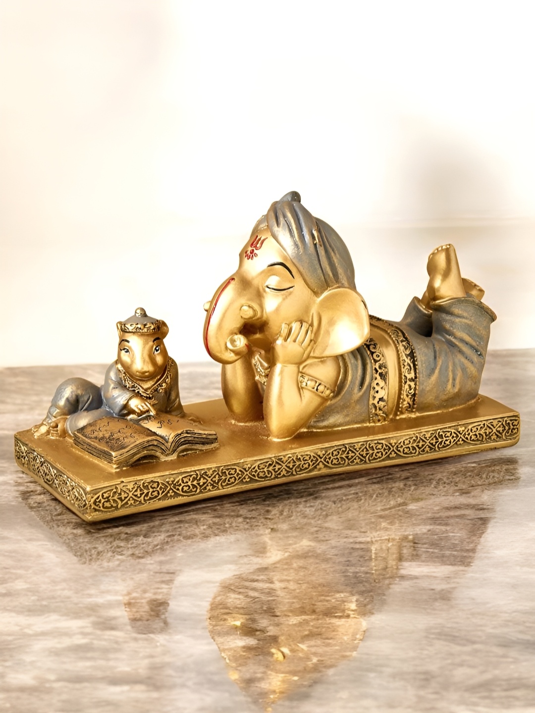

VIVARS CRAFT Gold-Toned And Grey Religious Figurine Showpiece