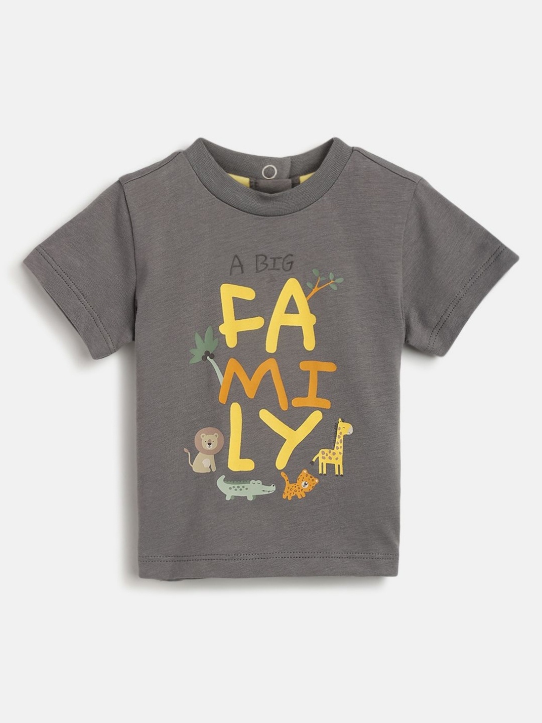 

Chicco Boys Typography Printed Round Neck Cotton T-shirt, Grey