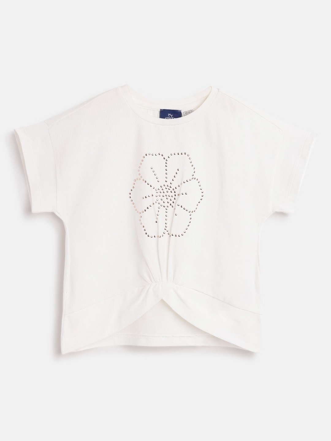 

Chicco Girls Floral Printed Regular Sleeves T-shirt, White